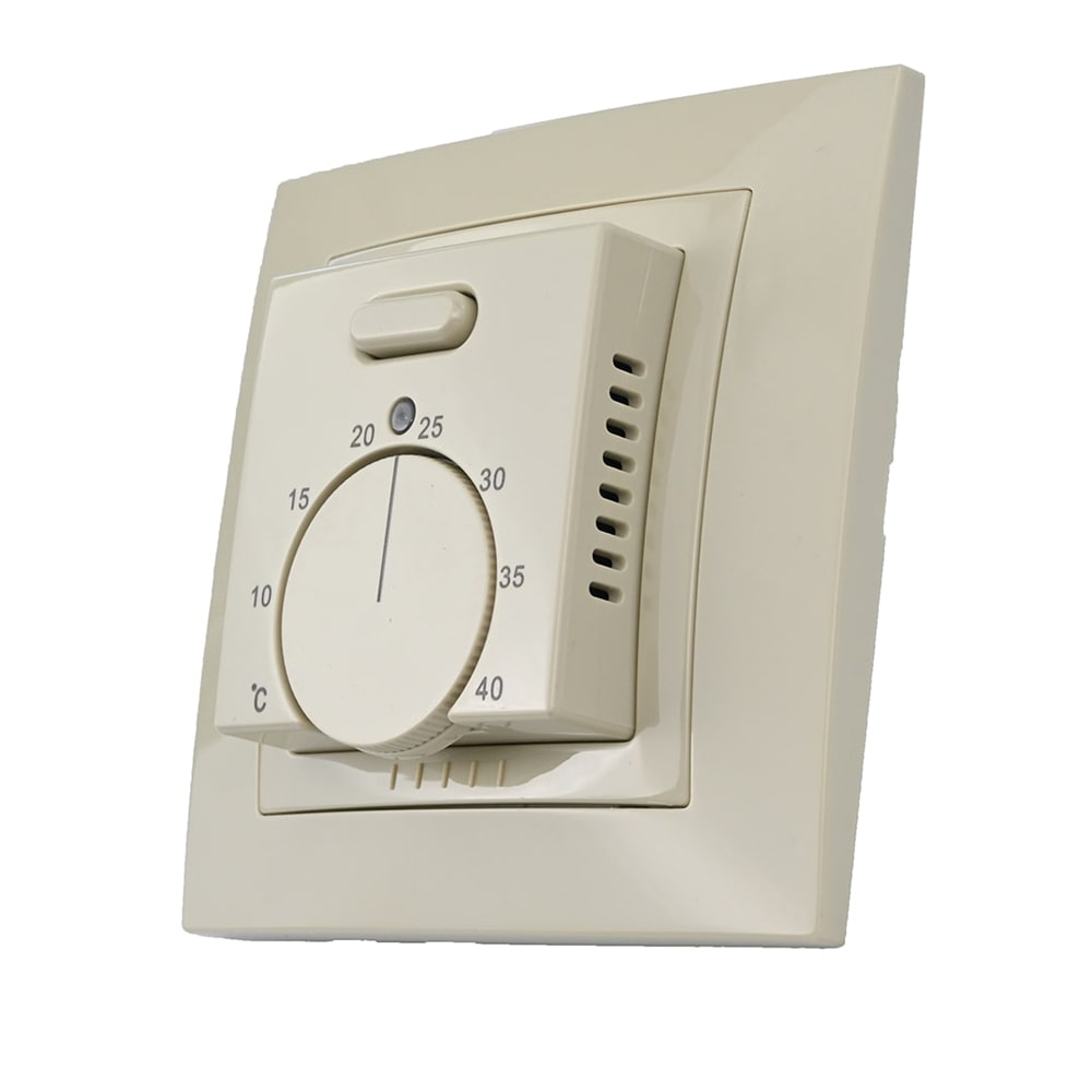 Thermostat de chauffage au sol Elephant T03SM, matériau du corps - plastique, couleur - beige, commande manuelle