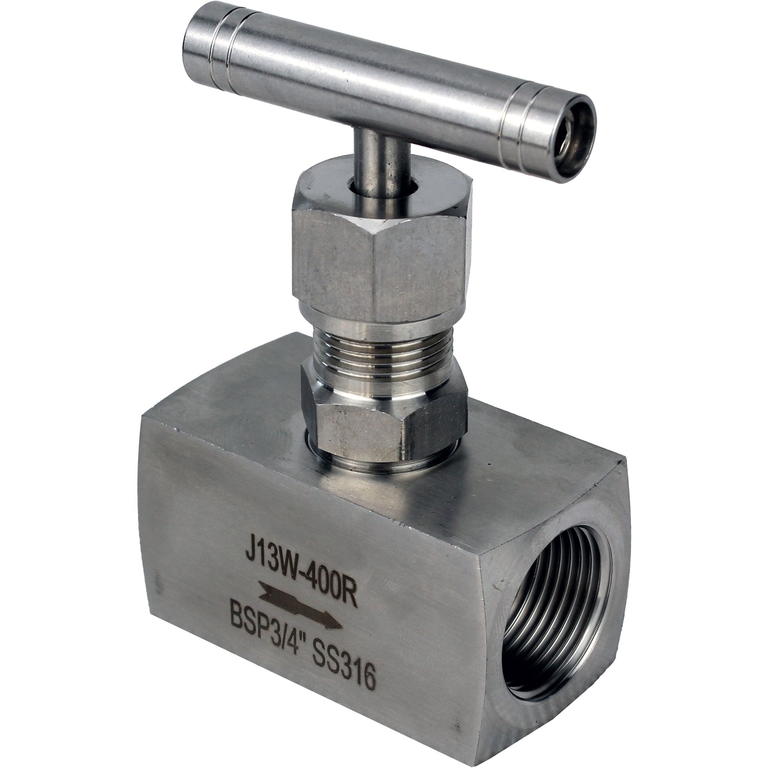 Elephant VN32M-T-Ht threaded needle valve, body - stainless steel 316, seal - metal, with T-handle