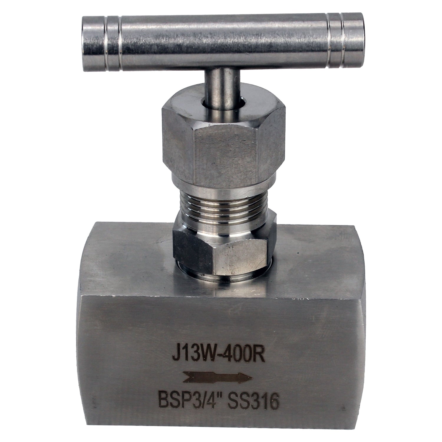 Elephant VN32M-T-Ht threaded needle valve, body - stainless steel 316, seal - metal, with T-handle