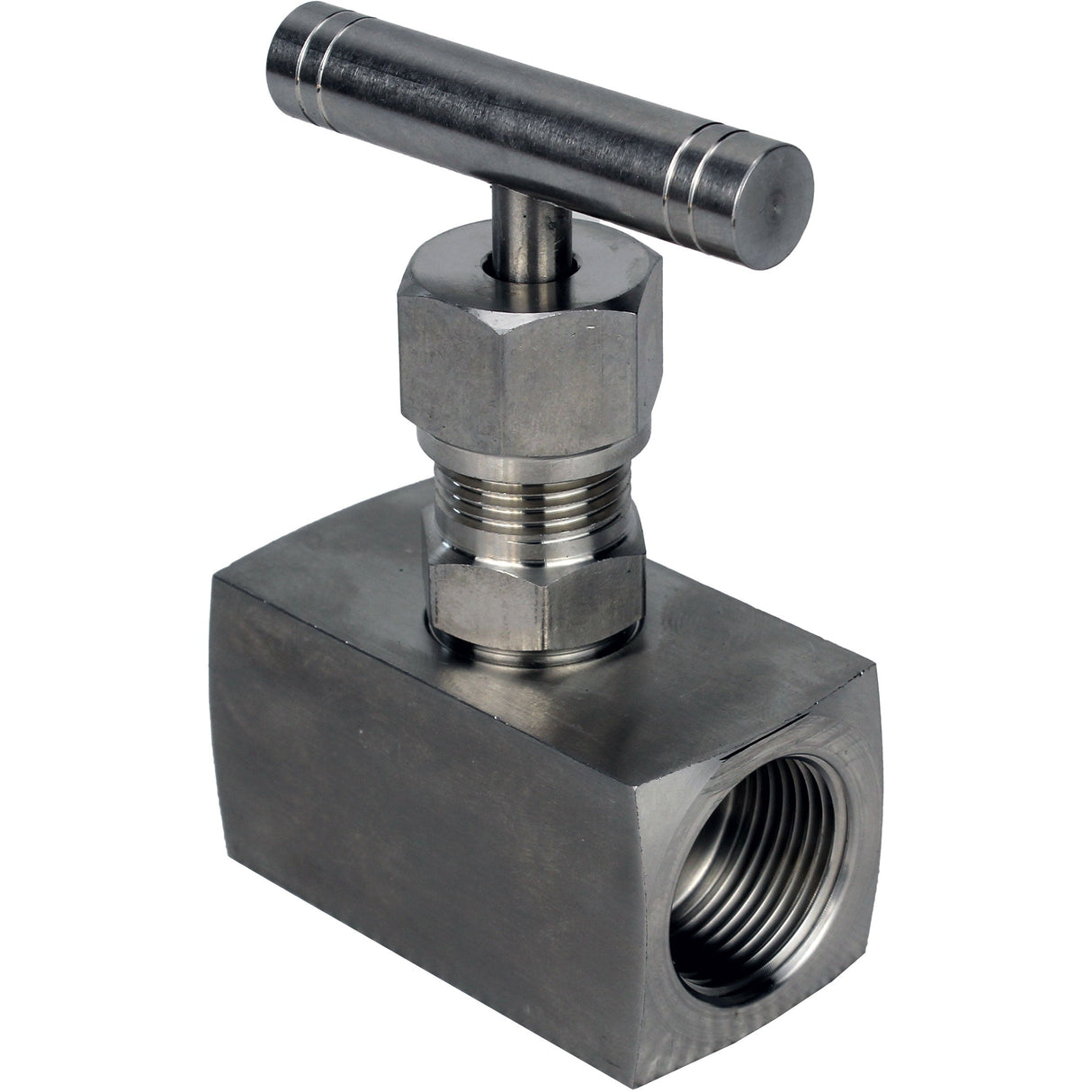 Elephant VN32M-T-Ht threaded needle valve, body - stainless steel 316, seal - metal, with T-handle