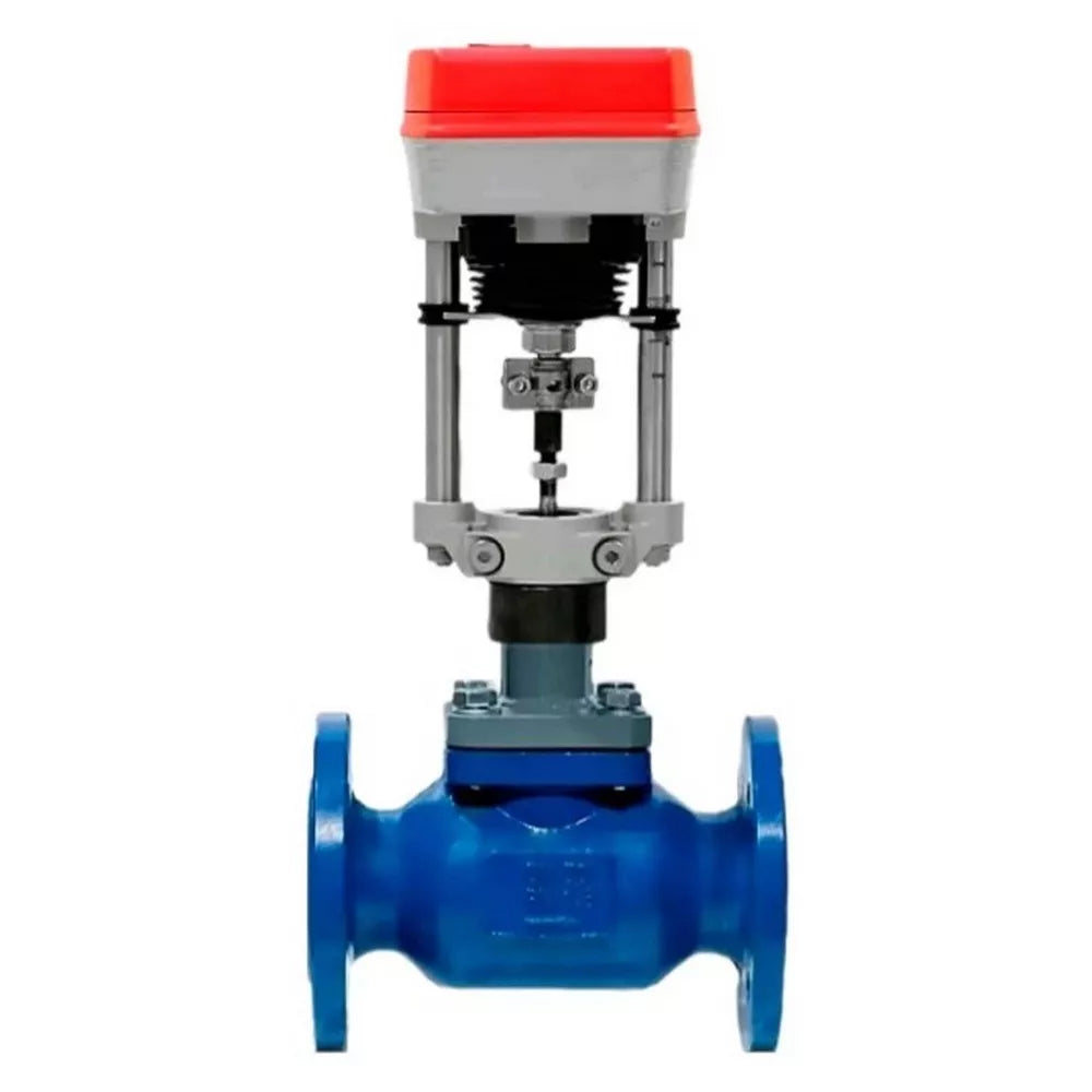 Two-way shut-off and regulating valve Elephant VSR1-21MP-LED-F , body material - Carbon steel 25L cladding X20Cr13, locking body material - 40X13 steel, seal - PTFE, with electric drive DAV-1500-22-3-3-24V-IP54 24V