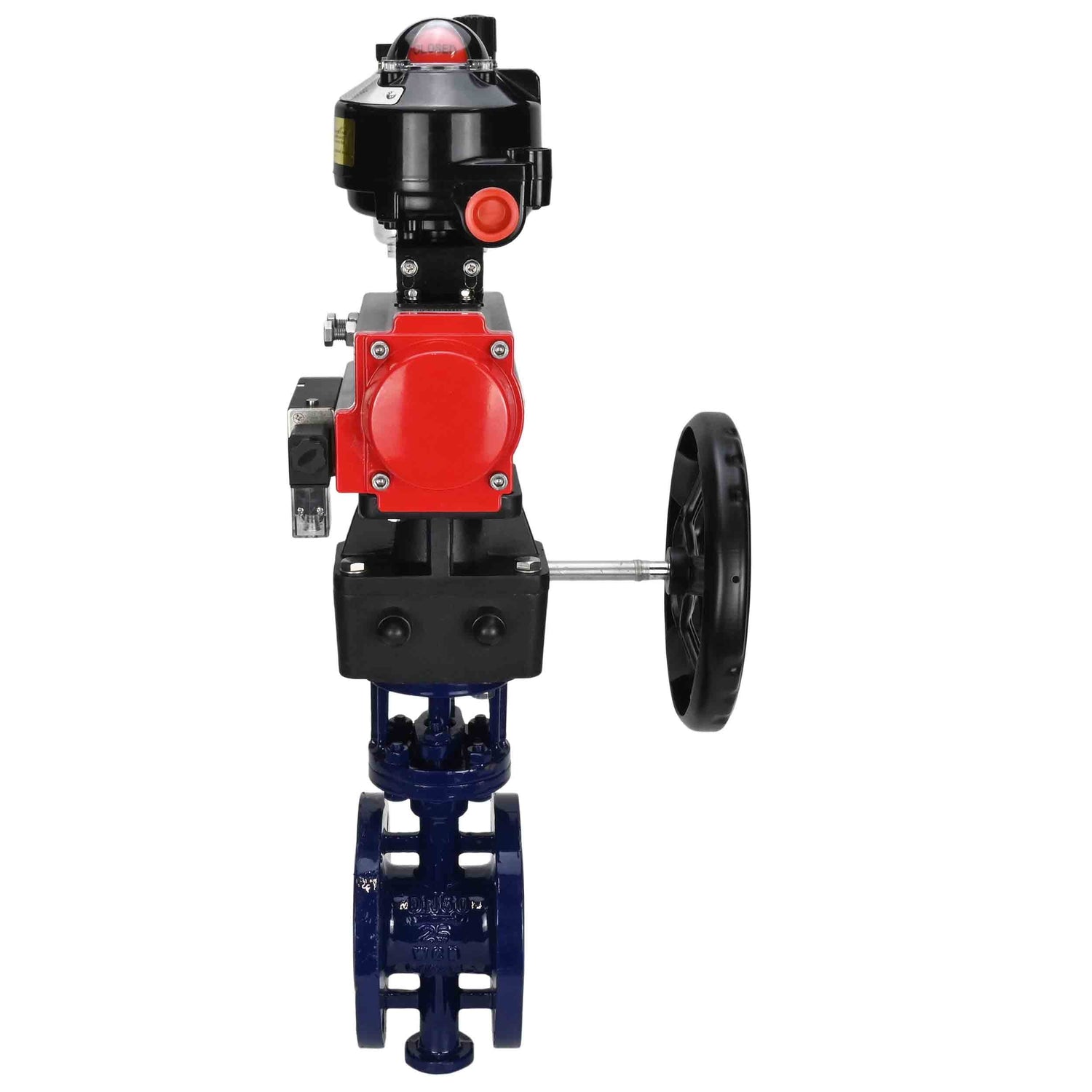 Vanne papillon d'eau Elephant WBV3EX-3431M-1W-F-ISO, matériau du corps - Acier au carbone, matériau du disque - Acier inoxydable AISI 304, joint - Métal, actionneur pneumatique PA-DA double action, 4M310-08 24V, BKV APL-510N EX, volant MON, BPV AFC2000