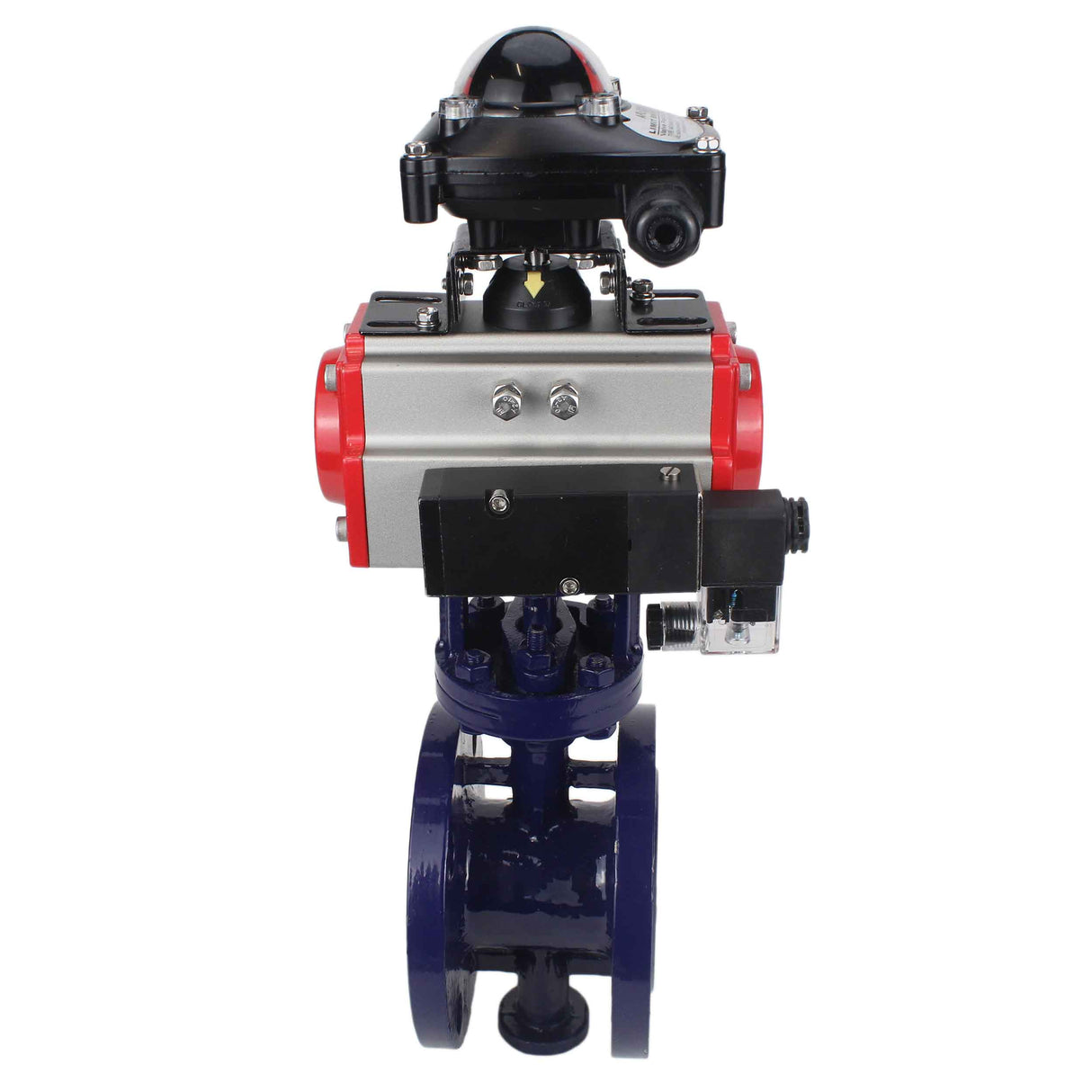 Vanne papillon d'eau Elephant WBV3EX-3432M-1W-F-ISO, matériau du corps - Acier au carbone, matériau du disque - Acier inoxydable AISI 316, joint - Métal, actionneur pneumatique PA-DA double action, 4M310-08 24V, BKV APL-210N