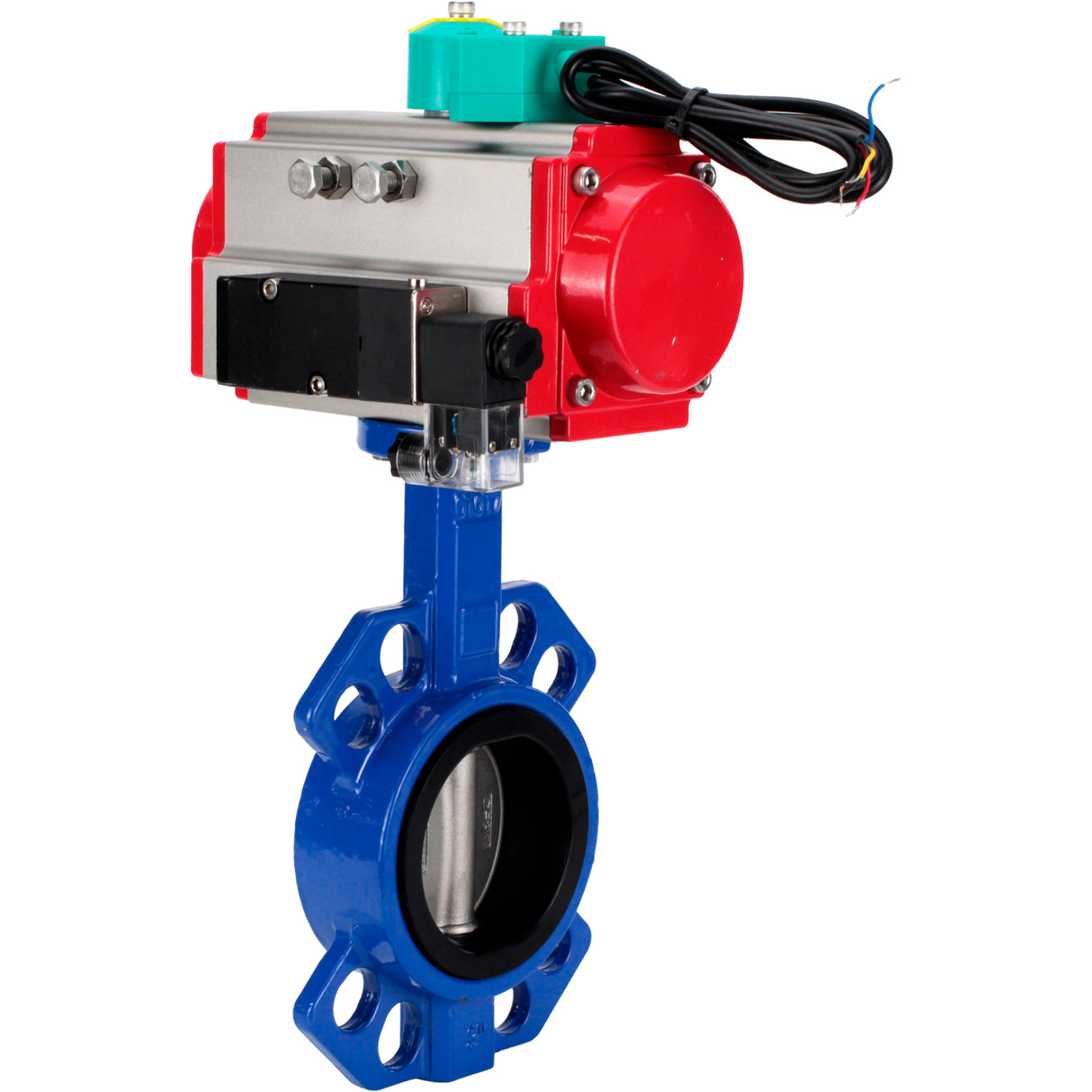 Water Butterfly Valve Elephant WBV1432N-2W-Fb-H DN40-300 16 bar body - GGG50 cast iron, disc - 316L stainless steel, seal - NBR, with pneumatic actuator PA-DA-XXX, pneumatic distributor 4M310-08 NAMUR 24V and ALS200D magnetic switch