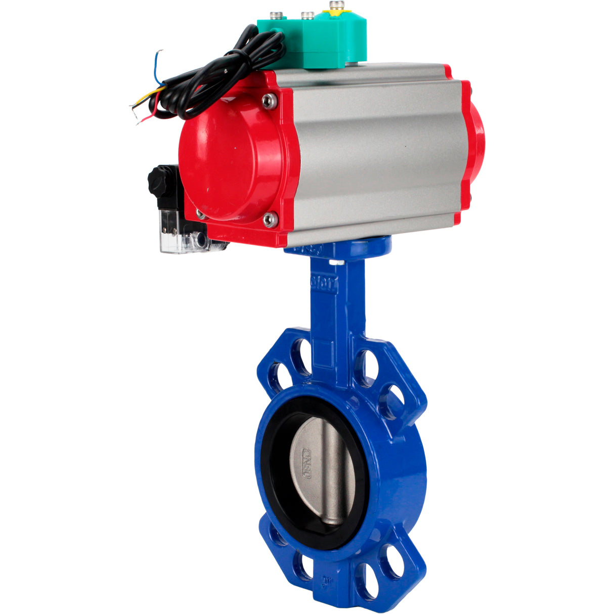 Water Butterfly Valve Elephant WBV1432N-2W-Fb-H DN40-300 16 bar body - GGG50 cast iron, disc - 316L stainless steel, seal - NBR, with pneumatic actuator PA-DA-XXX, pneumatic distributor 4M310-08 NAMUR 24V and ALS200D magnetic switch