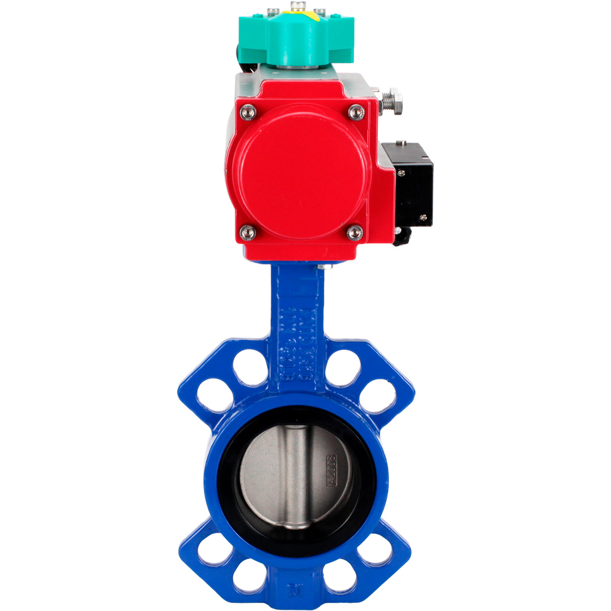 Water Butterfly Valve Elephant WBV1432N-2W-Fb-H DN40-300 16 bar body - GGG50 cast iron, disc - 316L stainless steel, seal - NBR, with pneumatic actuator PA-DA-XXX, pneumatic distributor 4M310-08 NAMUR 24V and ALS200D magnetic switch
