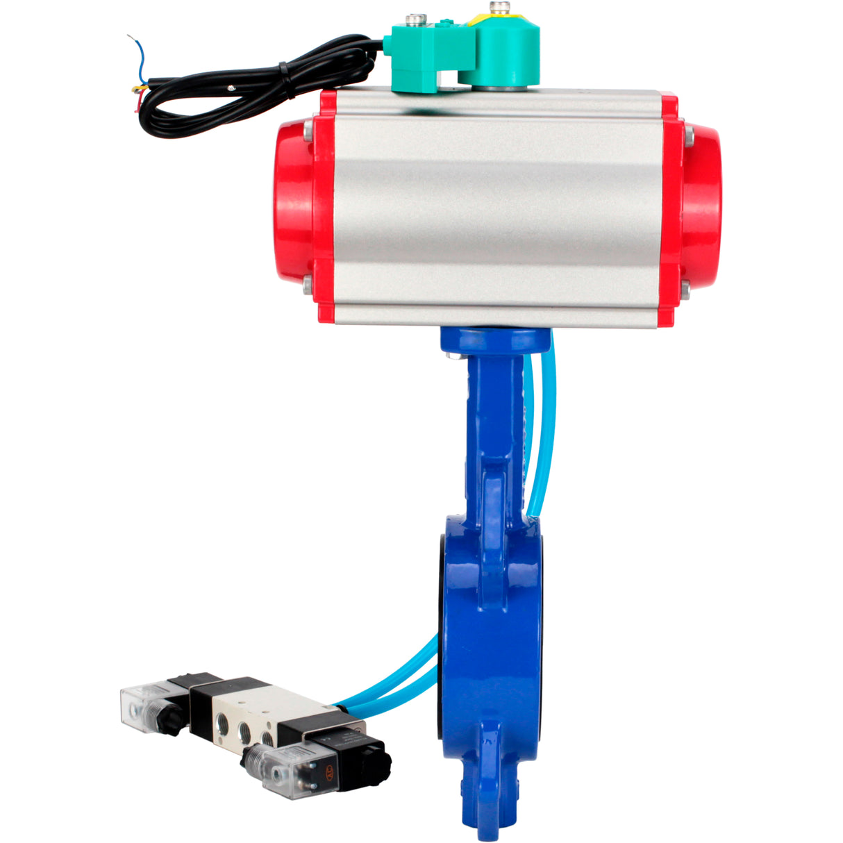 Water Butterfly Valve Elephant WBV1432N-2W-Fb-H DN40-300 16 bar body - GGG50 cast iron, disc - 316L stainless steel, seal - NBR, with pneumatic actuator PA-DA-XXX, pneumatic distributor 4V320-10 220V and ALS200D magnetic switch