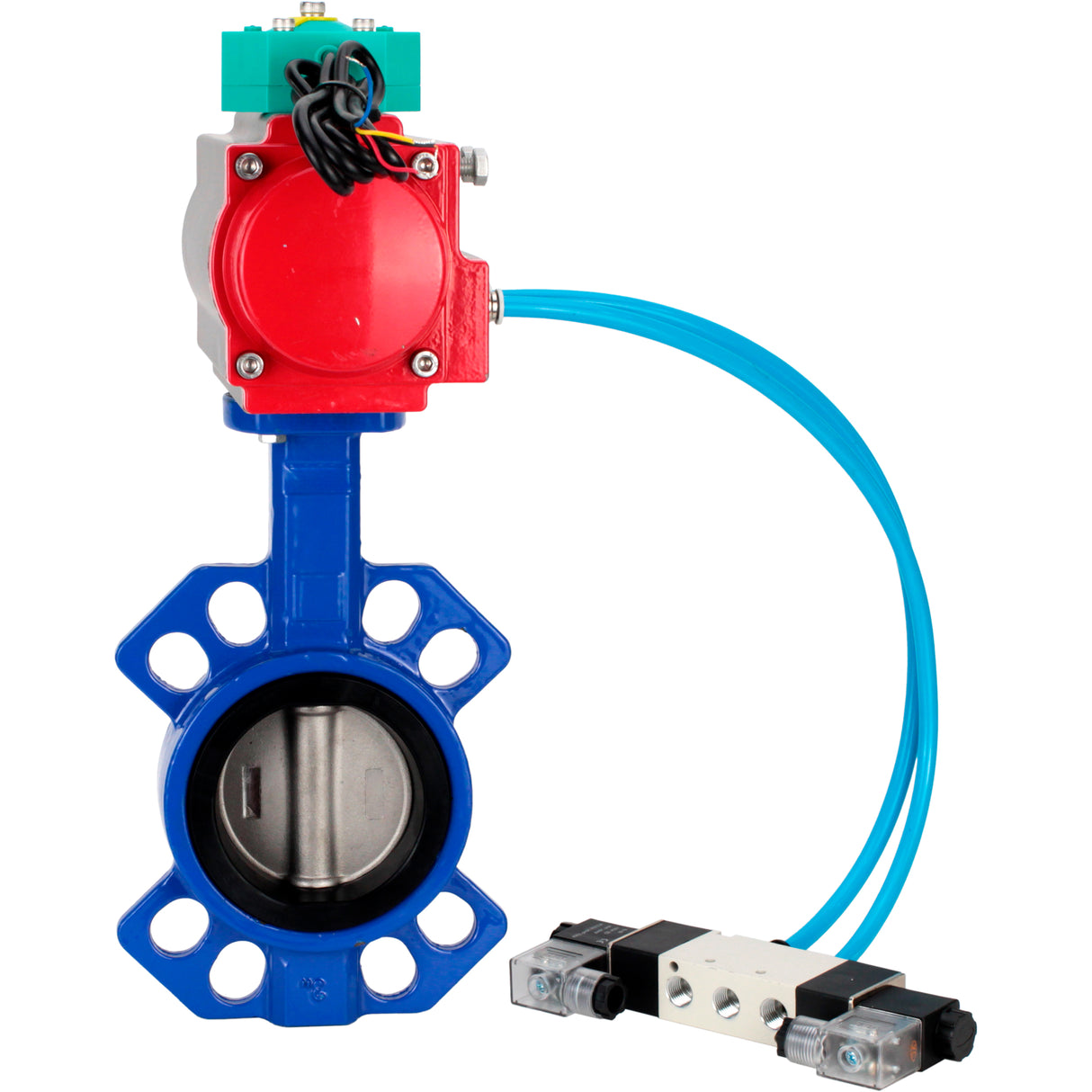 Water Butterfly Valve Elephant WBV1432N-2W-Fb-H DN40-300 16 bar body - GGG50 cast iron, disc - 316L stainless steel, seal - NBR, with pneumatic actuator PA-DA-XXX, pneumatic distributor 4V320-10 220V and ALS200D magnetic switch