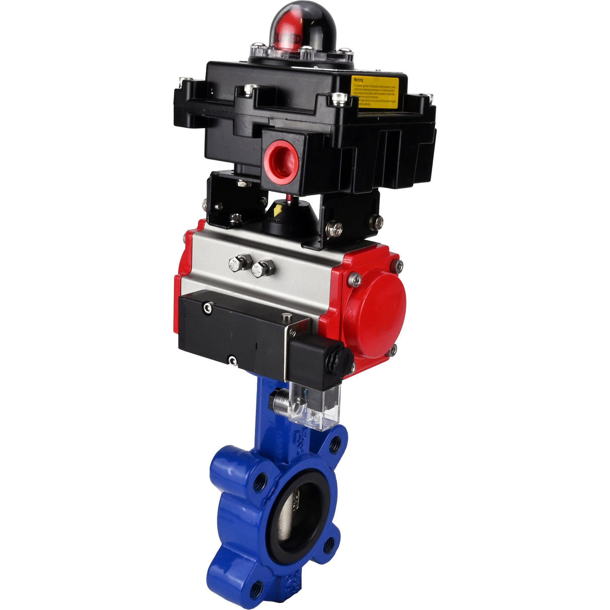 Vanne papillon d'eau Elephant WBV1616E-2W-Fb-H, matériau du corps - fonte QT450, matériau du disque - fonte QT450, joint - EPDM, actionneur pneumatique PA-SA avec ressorts de rappel, 4M310-08 24V, BKV APL-410N EX