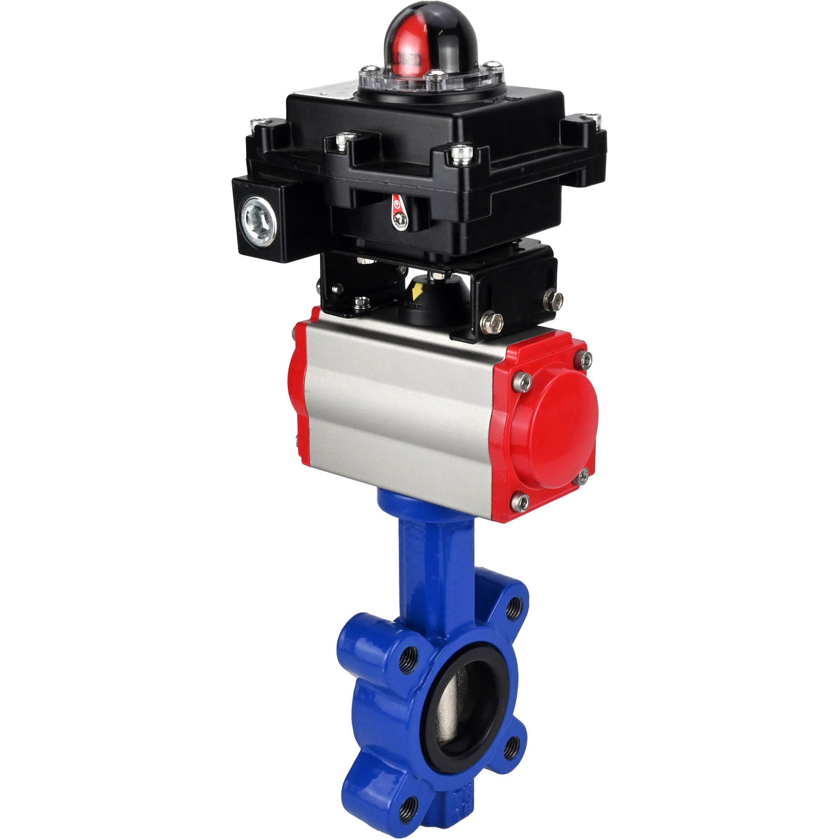 Vanne papillon d'eau Elephant WBV1616N-2W-Fb-H, matériau du corps - fonte QT450, matériau du disque - fonte QT450, joint - NBR, actionneur pneumatique PA-SA avec ressorts de rappel, 4M310-08 24V, BKV APL-410N EX