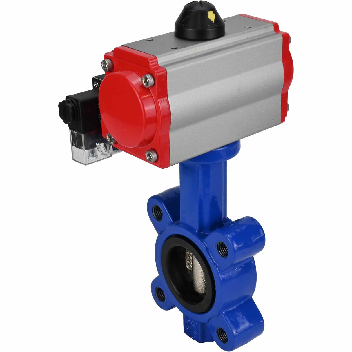 Vanne papillon d'eau Elephant WBV1616N-2W-Fb-H, matériau du corps - fonte QT450, matériau du disque - fonte QT450, joint - NBR, avec actionneur pneumatique double action PA-DA, 4M310-08 220V