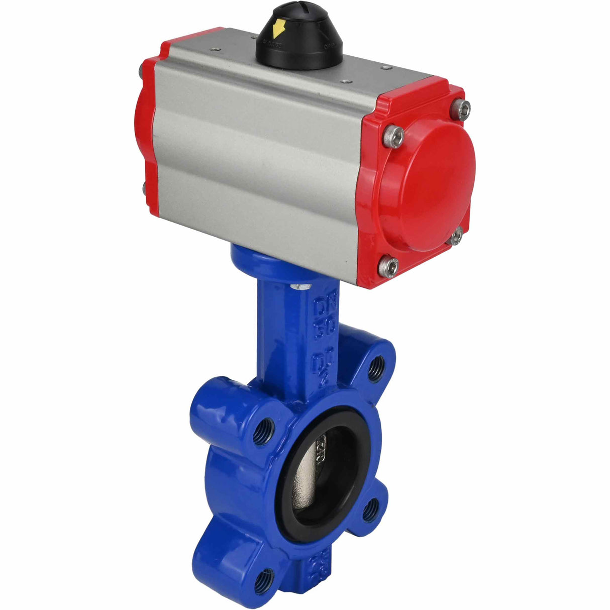 Vanne papillon d'eau Elephant WBV1616N-2W-Fb-H, matériau du corps - fonte QT450, matériau du disque - fonte QT450, joint - NBR, avec actionneur pneumatique double action PA-DA, 4M310-08 220V