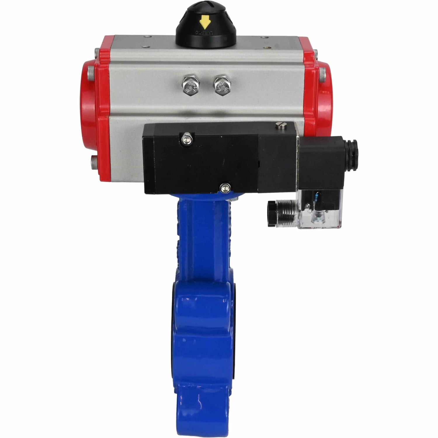 Vanne papillon d'eau Elephant WBV1616N-2W-Fb-H, matériau du corps - fonte QT450, matériau du disque - fonte QT450, joint - NBR, avec actionneur pneumatique double action PA-DA, 4M310-08 220V