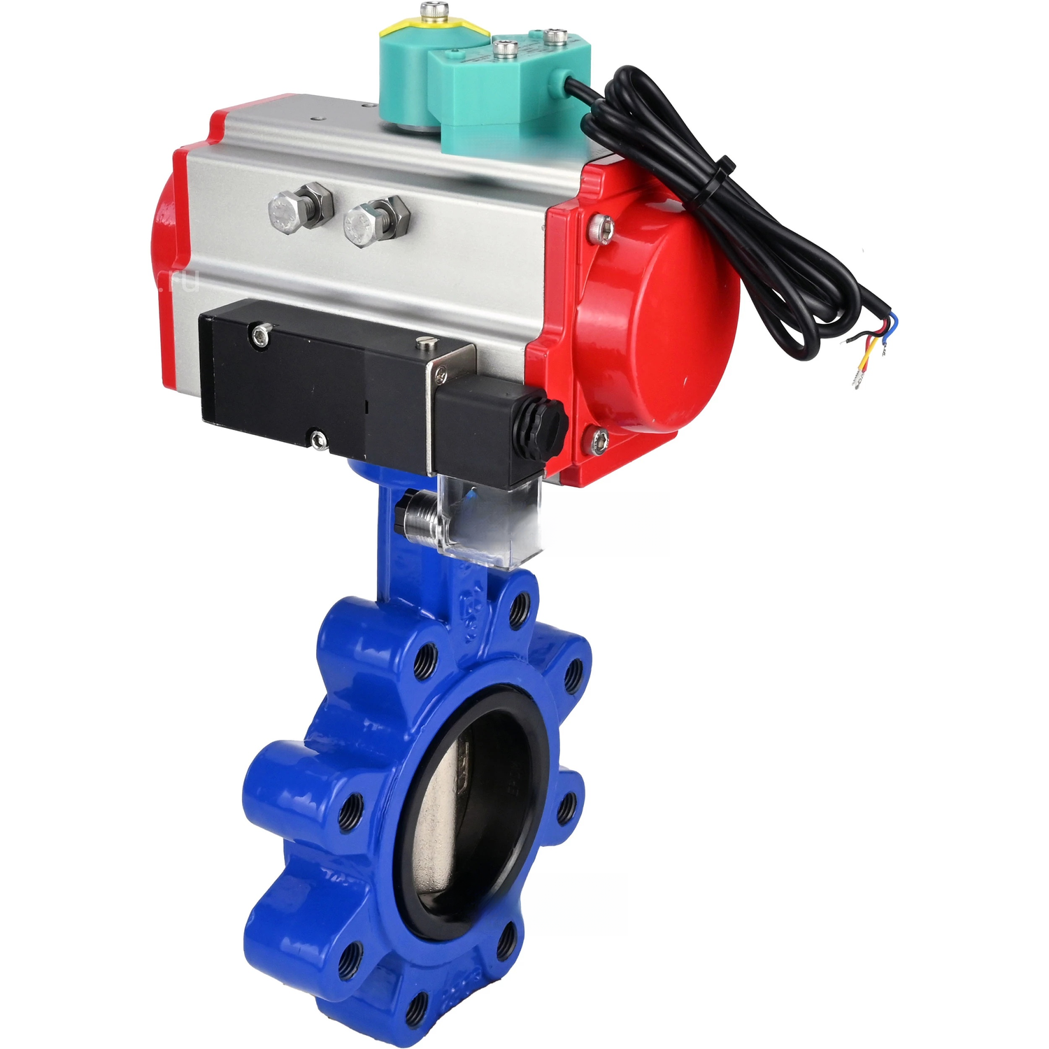 Disc rotary valves Elephant WBV1616E-2W-Fb-H DN50-150 16 bar LUG body - QT450 cast iron, disc - QT450 cast iron, seal - EPDM, with pneumatic actuator PA-DA-XXX, pneumatic distributor 4M310-08 NAMUR 220V and ALS200D magnetic switch