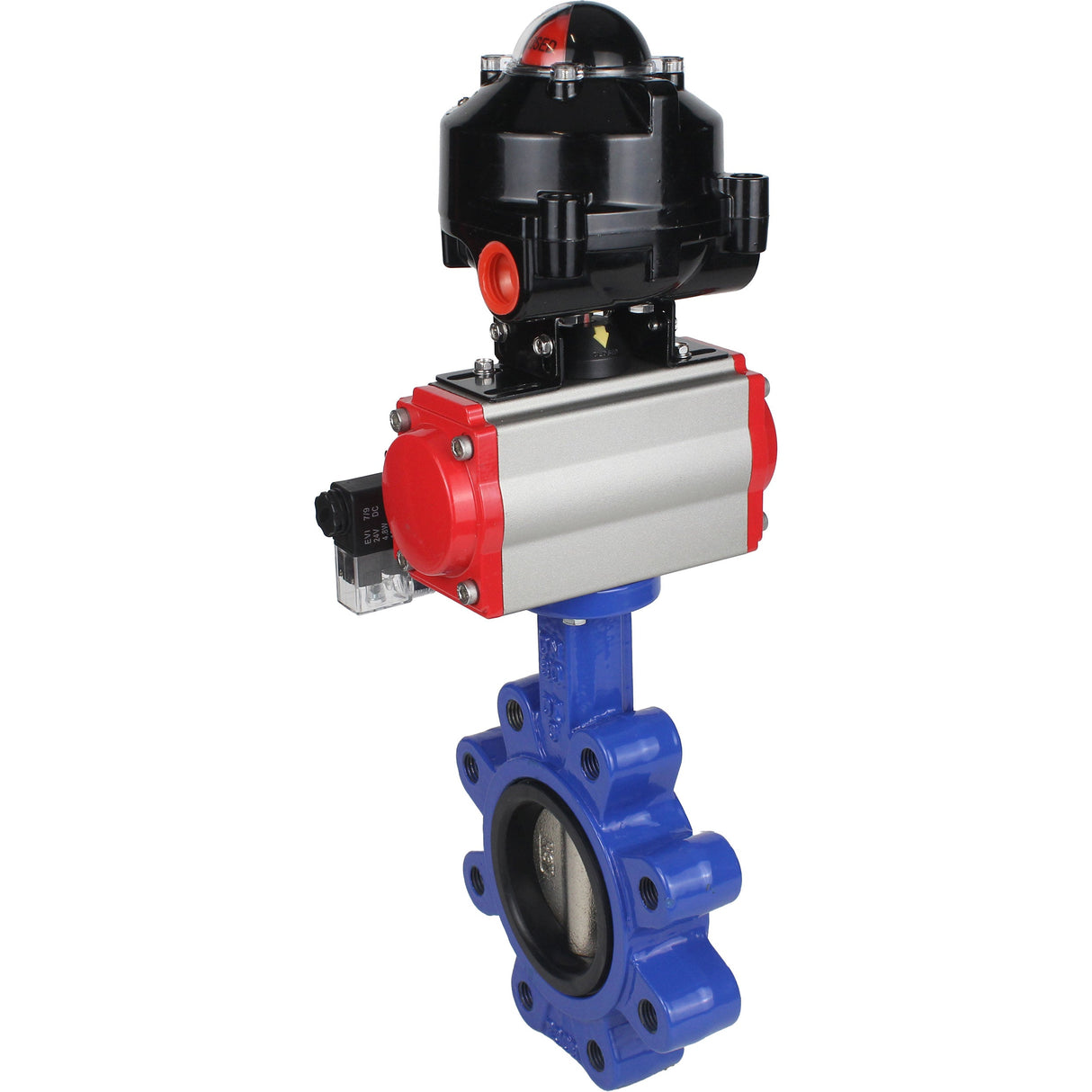 Vanne papillon d'eau Elephant WBV1616N-2W-Fb-H, matériau du corps - fonte QT450, matériau du disque - fonte QT450, joint - NBR, actionneur pneumatique PA-SA avec ressorts de rappel, 4M310-08 24V, BKV APL-510N EX