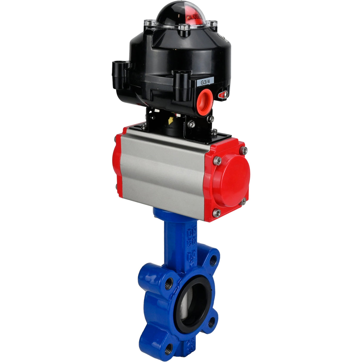 Vanne papillon d'eau Elephant WBV1616N-2W-Fb-H, matériau du corps - fonte QT450, matériau du disque - fonte QT450, joint - NBR, actionneur pneumatique PA-SA avec ressorts de rappel, , BKV APL-510N EX