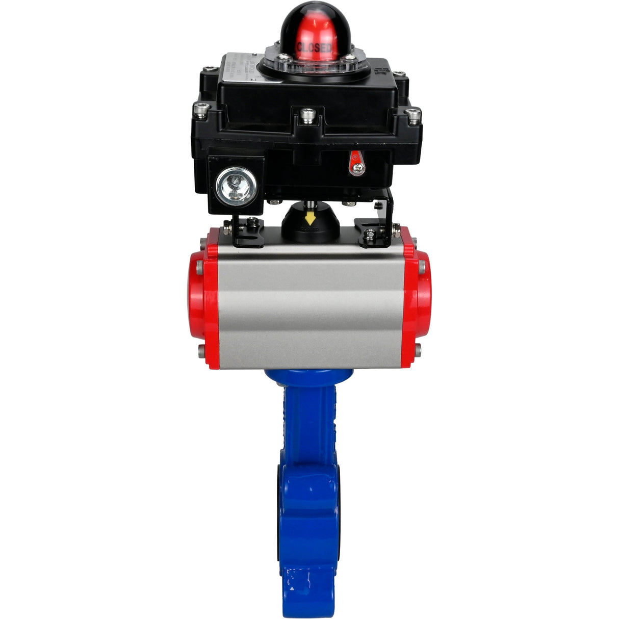 Vanne papillon d'eau Elephant WBV1616N-2W-Fb-H, matériau du corps - fonte QT450, matériau du disque - fonte QT450, joint - NBR, actionneur pneumatique PA-SA avec ressorts de rappel, , BKV APL-410N EX