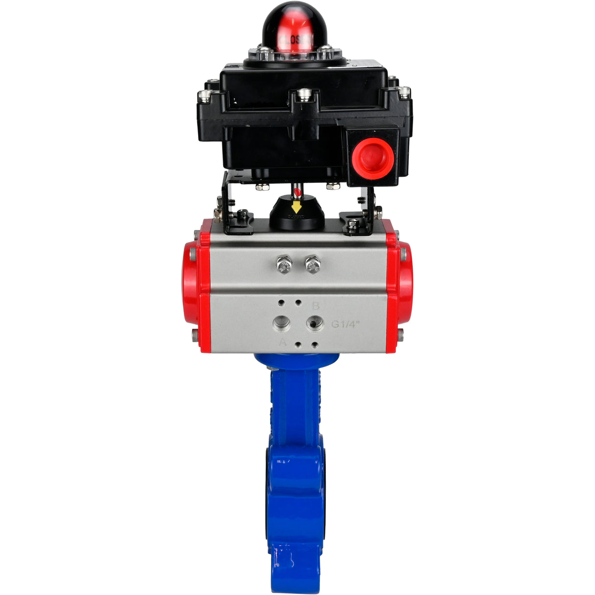 Vanne papillon d'eau Elephant WBV1616E-2W-Fb-H, matériau du corps - fonte QT450, matériau du disque - fonte QT450, joint - EPDM, actionneur pneumatique PA-SA avec ressorts de rappel, , BKV APL-410N EX