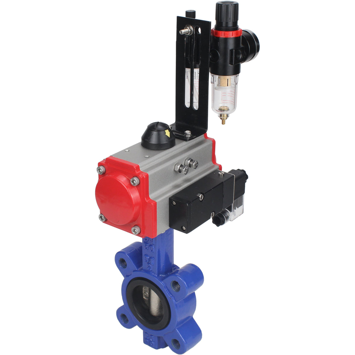 Vanne papillon d'eau Elephant WBV1616E-2W-Fb-H, matériau du corps - fonte QT450, matériau du disque - fonte QT450, joint - EPDM, actionneur pneumatique PA-SA avec ressorts de rappel, 4M310-08 24V BPV AFC2000