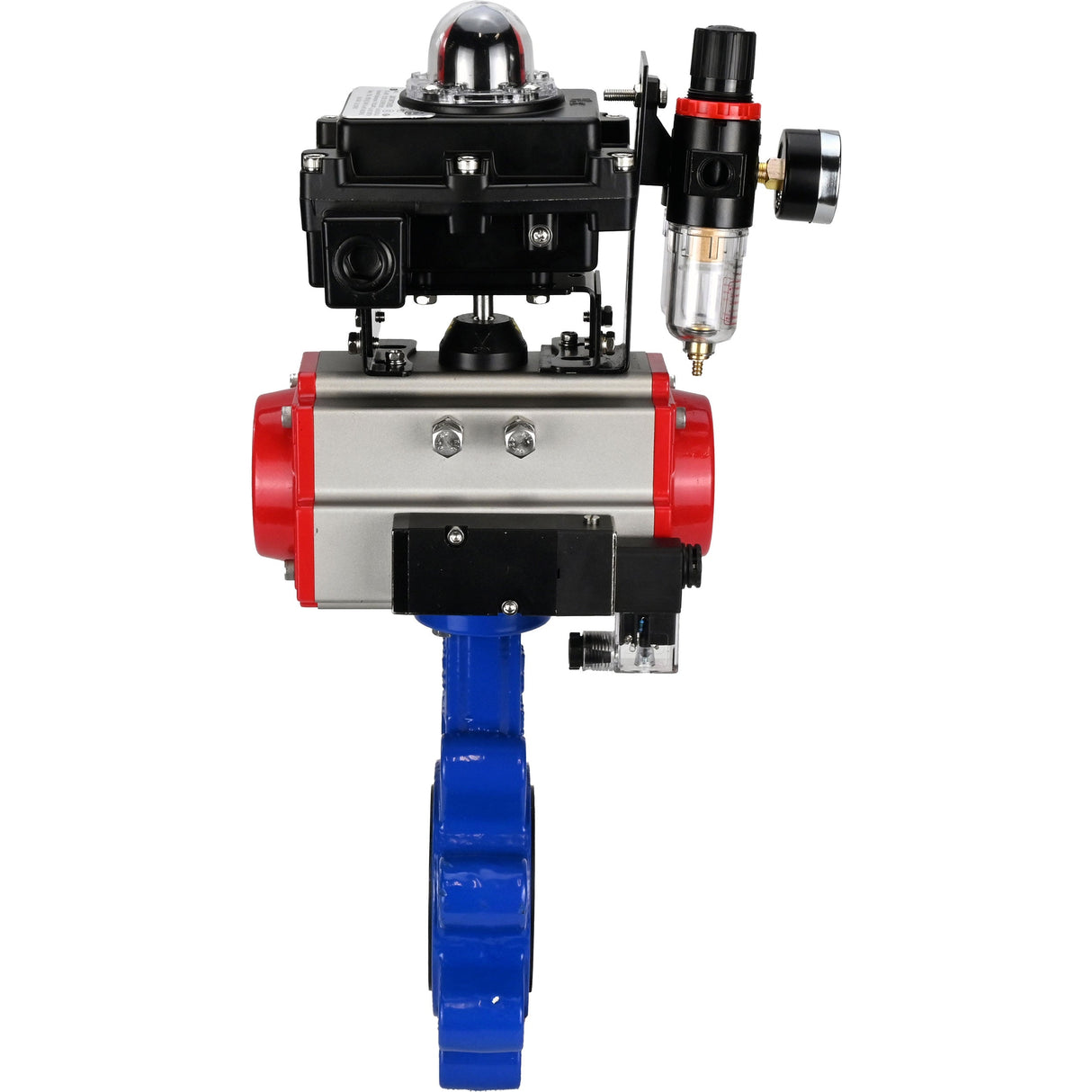 Vanne papillon d'eau Elephant WBV1616N-2W-Fb-H, matériau du corps - fonte QT450, matériau du disque - fonte QT450, joint - NBR, actionneur pneumatique PA-SA avec ressorts de rappel, 4M310-08 24V, BKV APL-410N EX BPV AFC2000