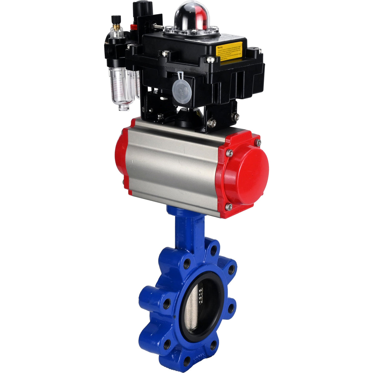 Vanne papillon d'eau Elephant WBV1616E-2W-Fb-H, matériau du corps - fonte QT450, matériau du disque - fonte QT450, joint - EPDM, actionneur pneumatique PA-SA avec ressorts de rappel, 4M310-08 24V, BKV APL-410N EX BPV AFC2000