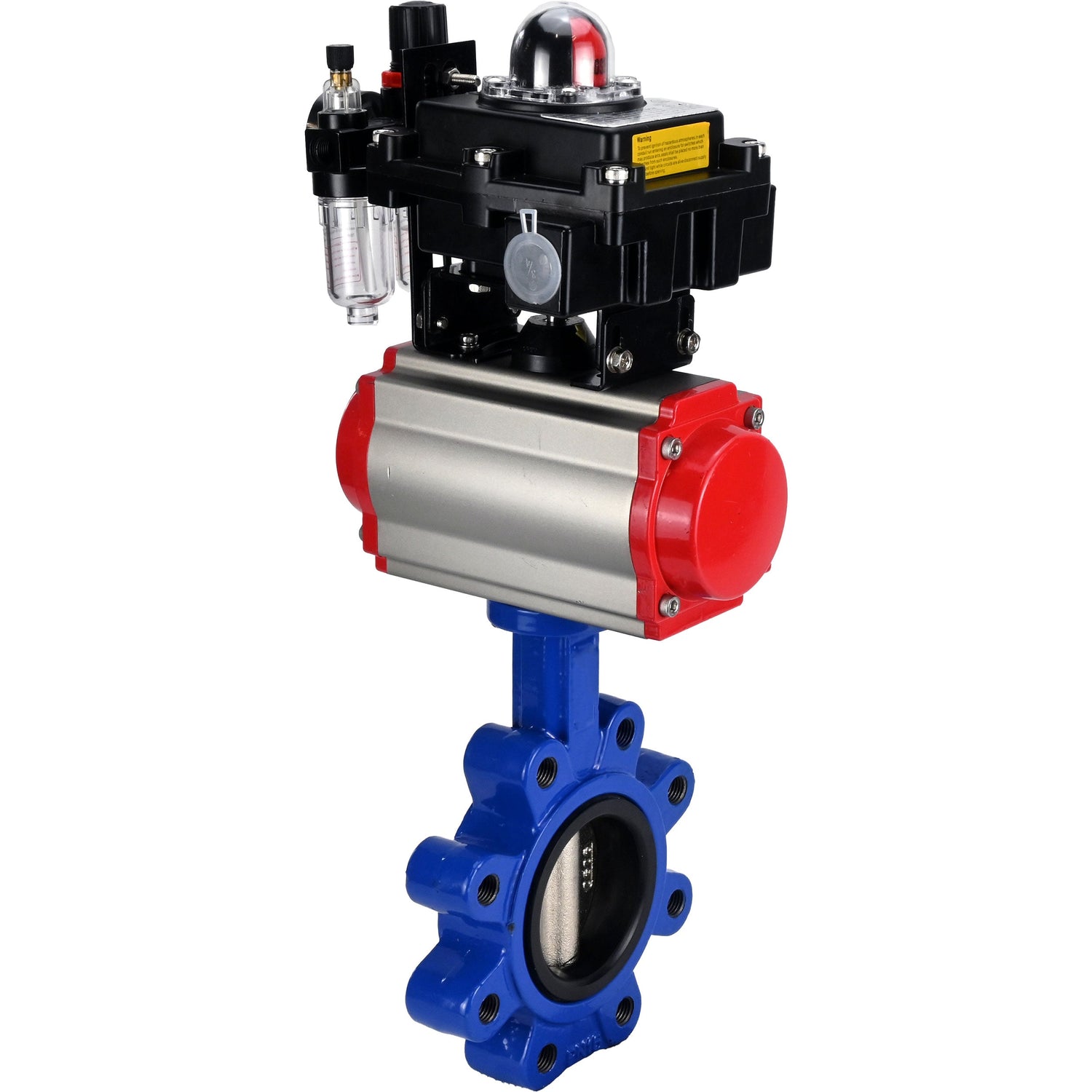 Vanne papillon d'eau Elephant WBV1616E-2W-Fb-H, matériau du corps - fonte QT450, matériau du disque - fonte QT450, joint - EPDM, actionneur pneumatique PA-DA double action, 4M310-08 220V, BKV APL-410N EX BPV AFC2000