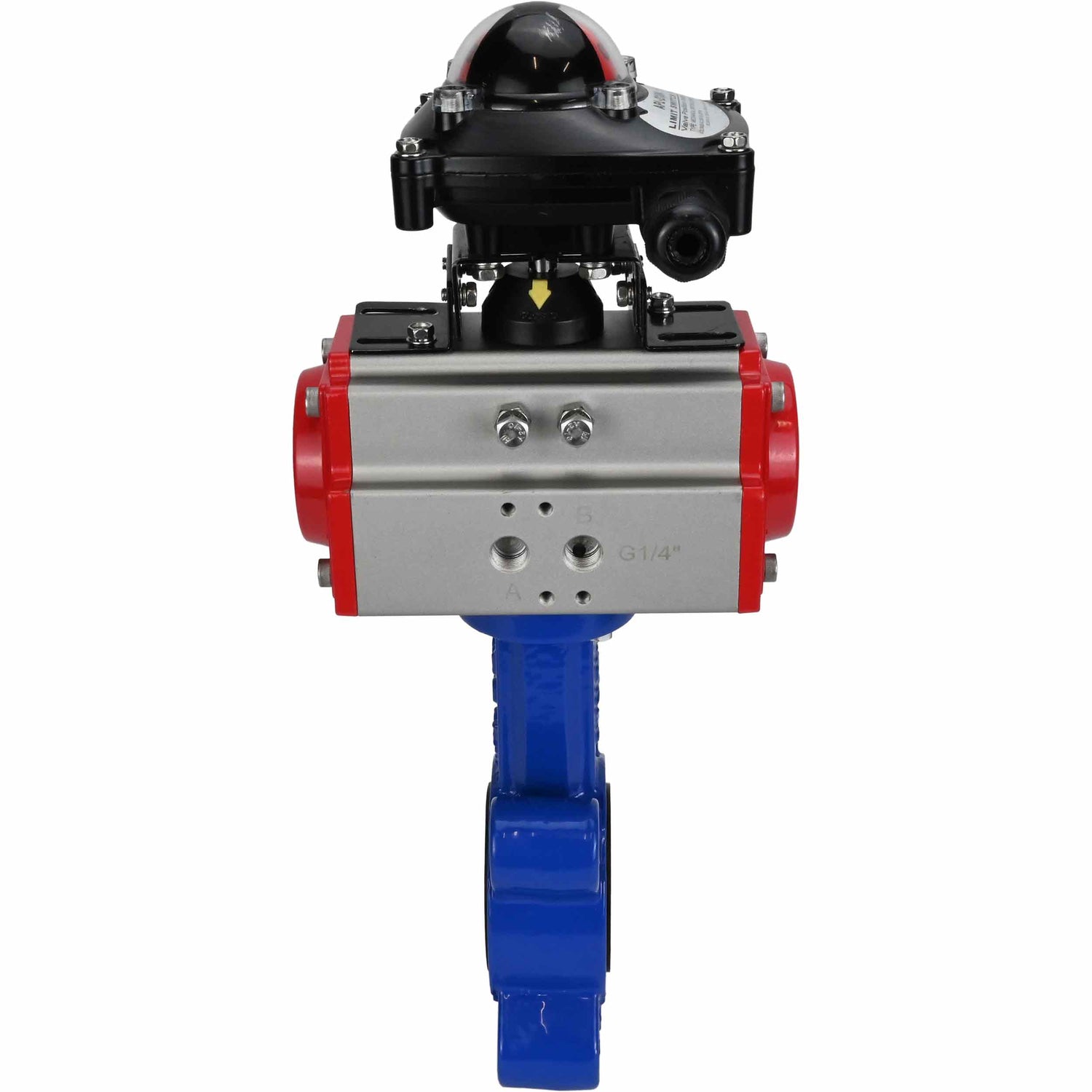 Vanne papillon d'eau Elephant WBV1616N-2W-Fb-H, matériau du corps - fonte QT450, matériau du disque - fonte QT450, joint - NBR, avec actionneur pneumatique double action PA-DA, BKV APL-210N