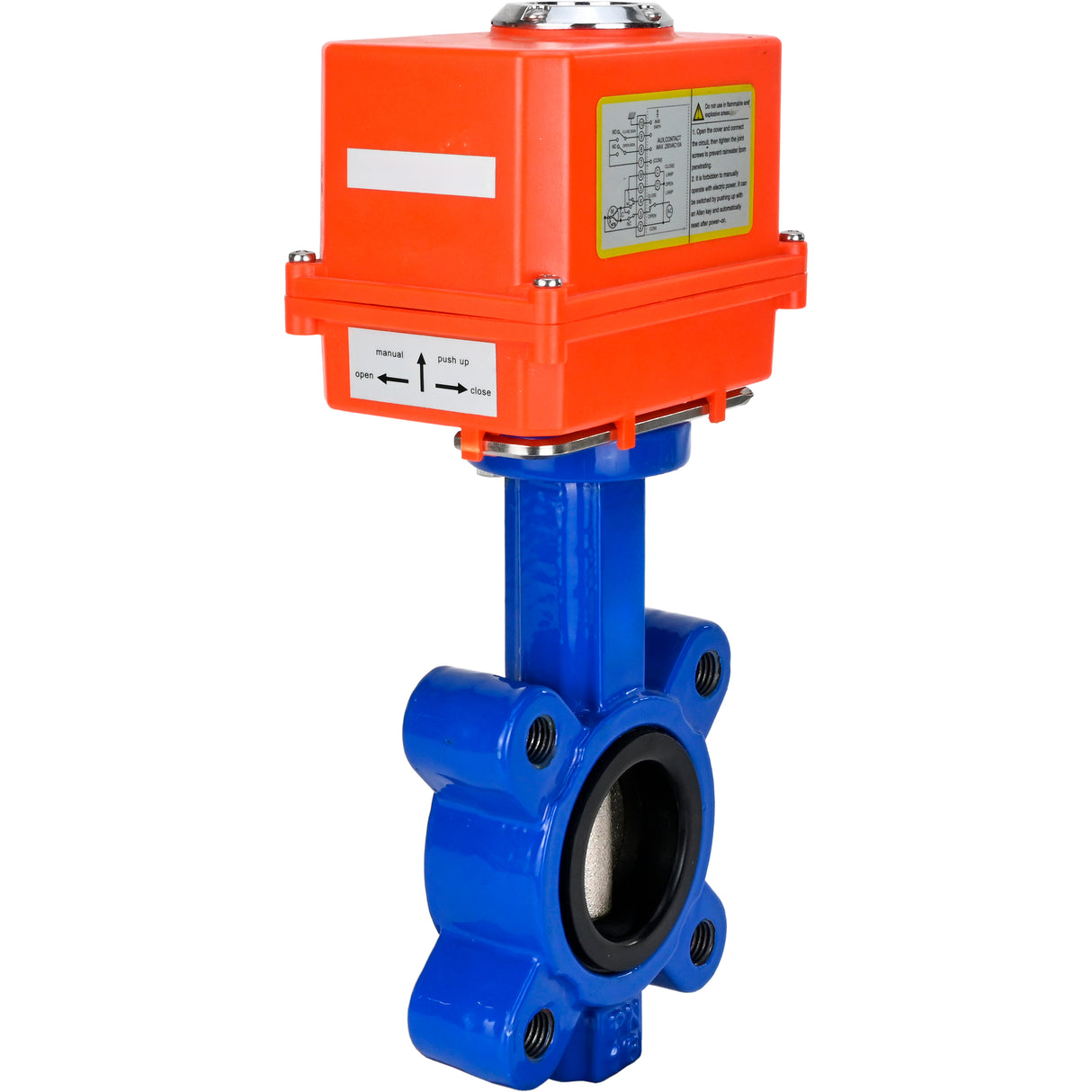 Vanne papillon d'eau Elephant WBV1616E-2W-Fb-H, matériau du corps - fonte QT450, matériau du disque - fonte QT450, joint - EPDM, actionneur électrique QT-N-EM-O1-220VAC-U1 MINI 220V