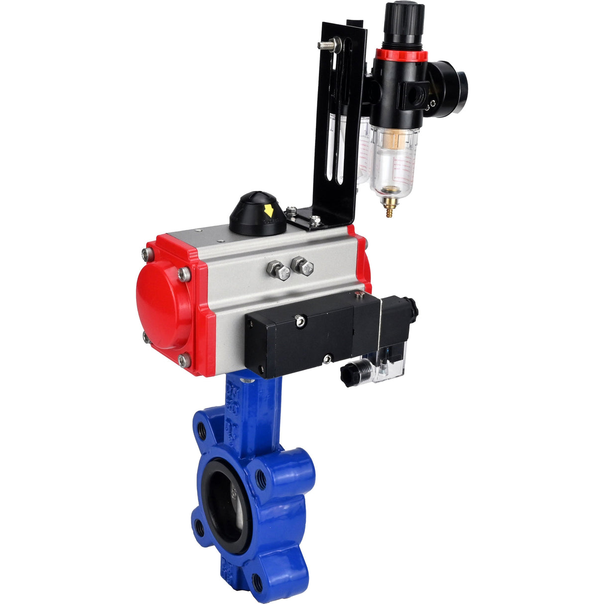 Vanne papillon d'eau Elephant WBV1631E-2W-Fb-H, matériau du corps - fonte QT450, matériau du disque - acier inoxydable AISI 304, joint - EPDM, actionneur pneumatique PA-SA avec ressorts de rappel, 4M310-08 220V BPV AFC2000