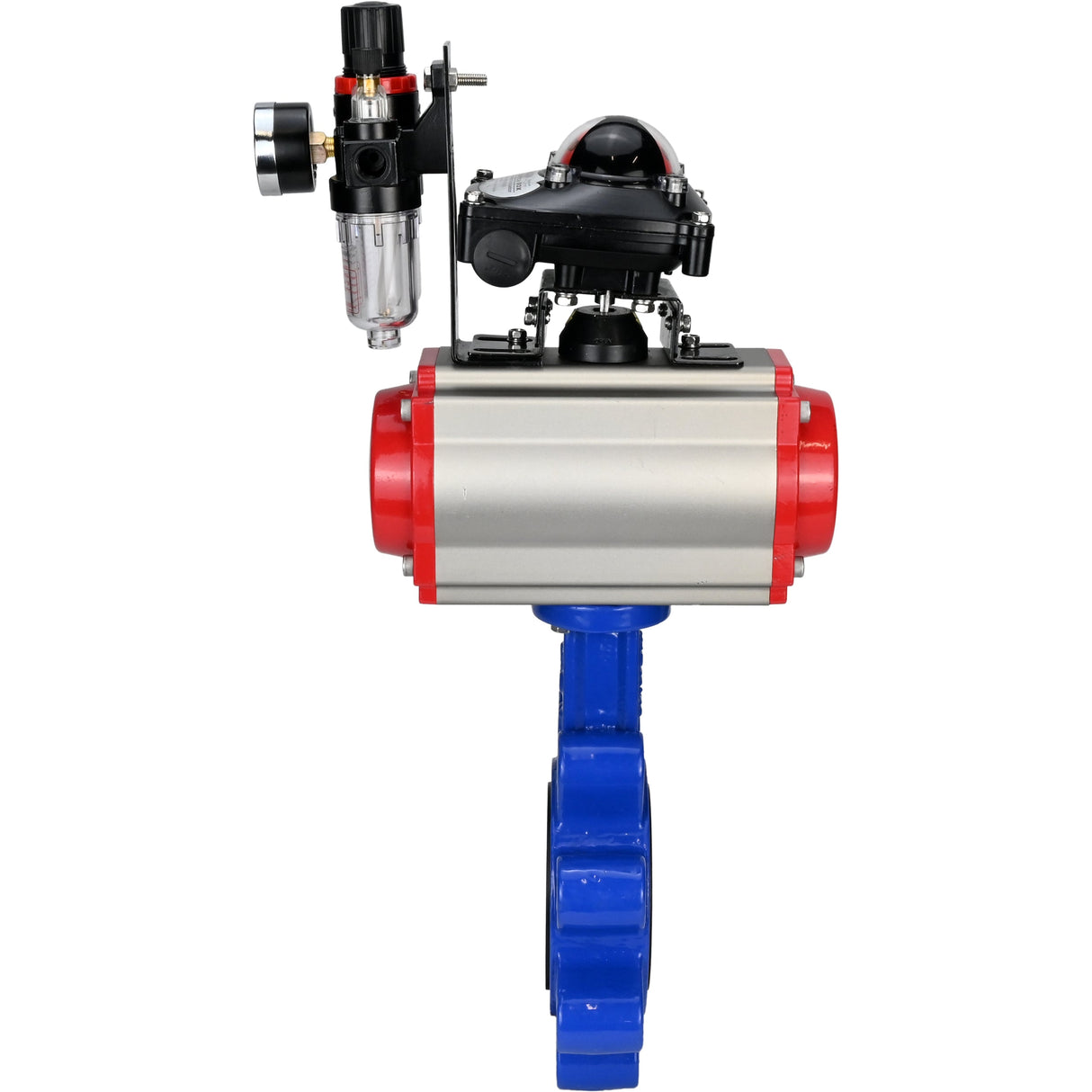 Vanne papillon d'eau Elephant WBV1631N-2W-Fb-H, matériau du corps - fonte QT450, matériau du disque - acier inoxydable AISI 304, joint - NBR, actionneur pneumatique PA-SA avec ressorts de rappel, 4M310-08 24V, BKV APL-210N BPV AFC2000