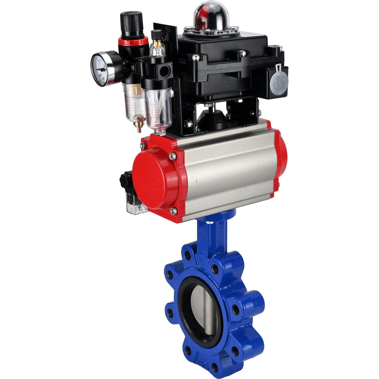 Vanne papillon d'eau Elephant WBV1631N-2W-Fb-H, matériau du corps - fonte QT450, matériau du disque - acier inoxydable AISI 304, joint - NBR, actionneur pneumatique PA-SA avec ressorts de rappel, 4M310-08 220V, BKV APL-410N EX BPV AFC2000