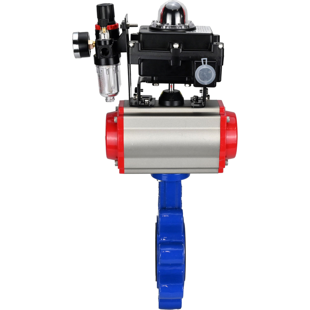 Vanne papillon d'eau Elephant WBV1631N-2W-Fb-H, matériau du corps - fonte QT450, matériau du disque - acier inoxydable AISI 304, joint - NBR, actionneur pneumatique PA-SA avec ressorts de rappel, 4M310-08 220V, BKV APL-410N EX BPV AFC2000