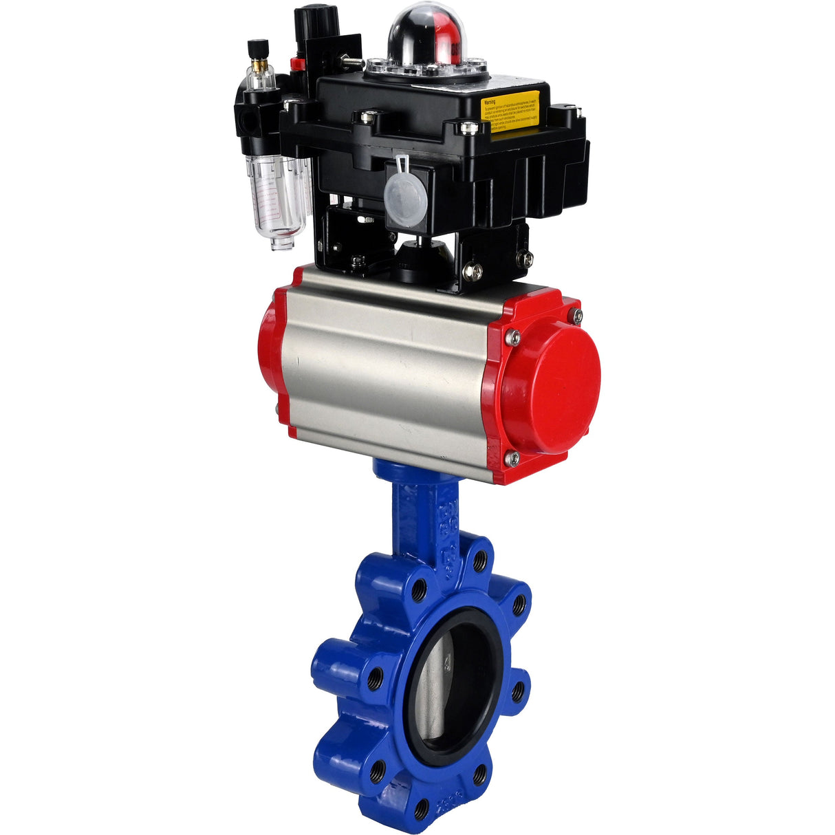 Vanne papillon d'eau Elephant WBV1631N-2W-Fb-H, matériau du corps - fonte QT450, matériau du disque - acier inoxydable AISI 304, joint - NBR, actionneur pneumatique PA-SA avec ressorts de rappel, 4M310-08 220V, BKV APL-410N EX BPV AFC2000