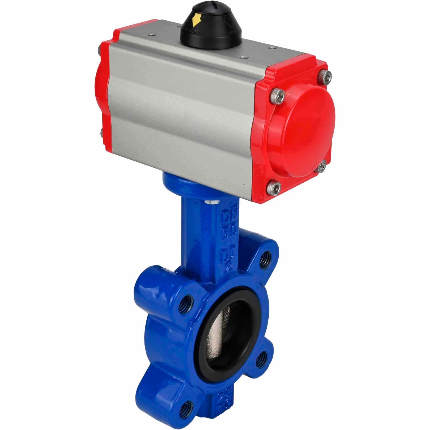 Vanne papillon d'eau Elephant WBV1631N-2W-Fb-H, matériau du corps - fonte QT450, matériau du disque - acier inoxydable AISI 304, joint - NBR, avec actionneur pneumatique double effet PA-DA, 4M310-08 220V