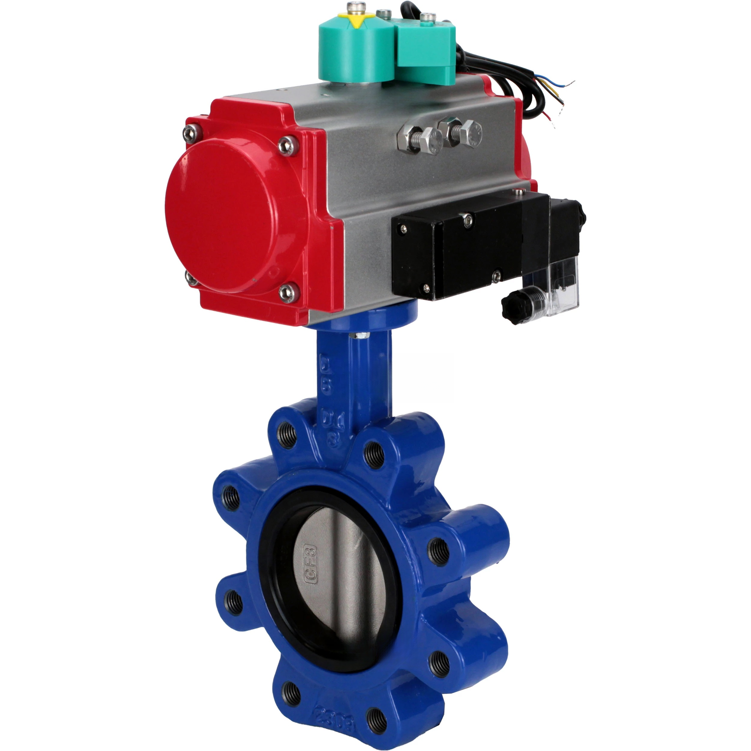 Disc rotary valves Elephant WBV1631N-2W-Fb-H DN50-150 16 bar LUG body - QT450 cast iron, disc - 304 stainless steel, seal - NBR, with pneumatic actuator PA-DA-XXX, pneumatic distributor 4M310-08 NAMUR 220V and ALS200D magnetic switch