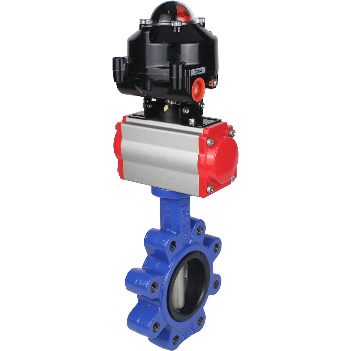 Vanne papillon d'eau Elephant WBV1631E-2W-Fb-H, matériau du corps - fonte QT450, matériau du disque - acier inoxydable AISI 304, joint - EPDM, actionneur pneumatique PA-SA avec ressorts de rappel, 4M310-08 24V, BKV APL-510N EX