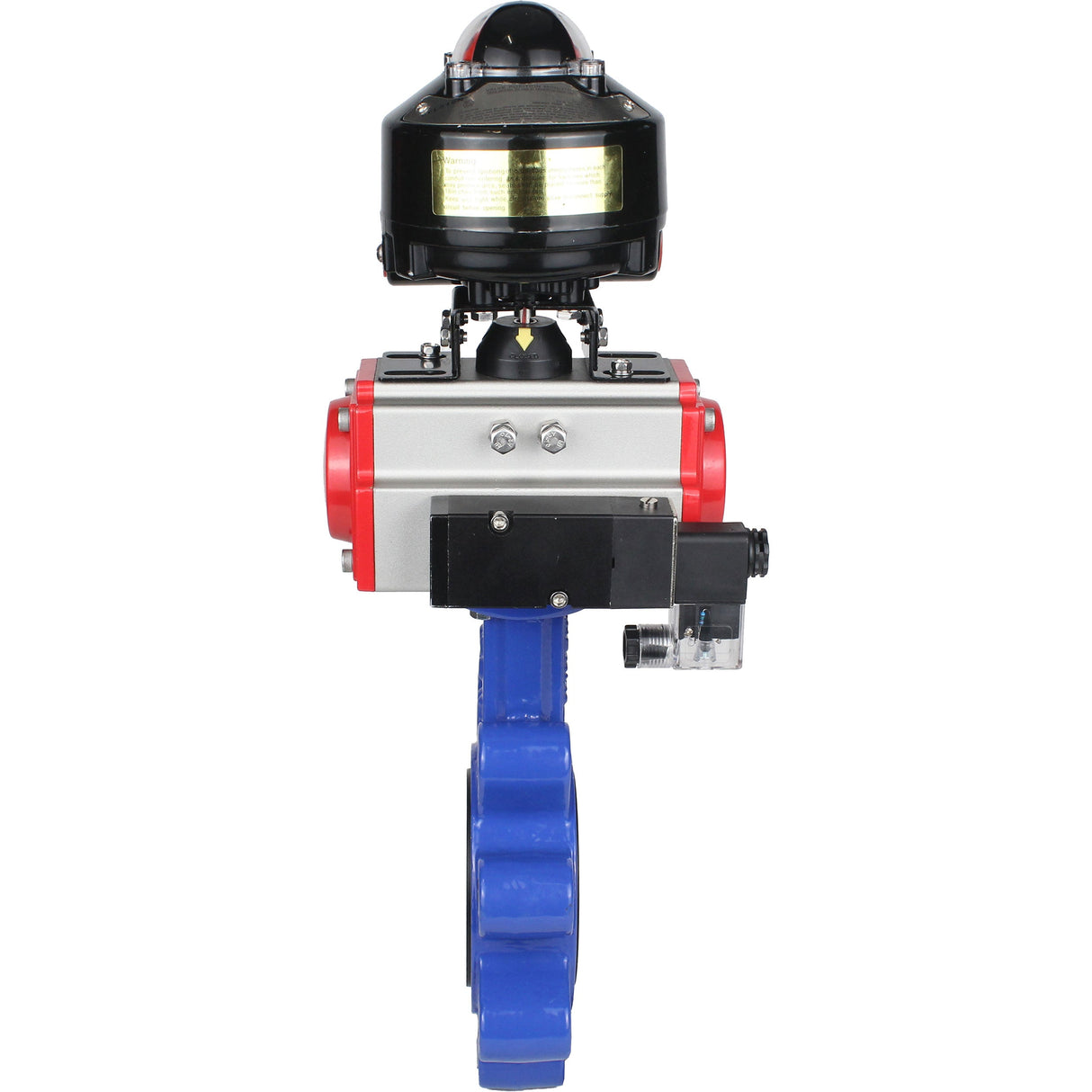 Vanne papillon d'eau Elephant WBV1631E-2W-Fb-H, matériau du corps - fonte QT450, matériau du disque - acier inoxydable AISI 304, joint - EPDM, actionneur pneumatique PA-SA avec ressorts de rappel, 4M310-08 24V, BKV APL-510N EX