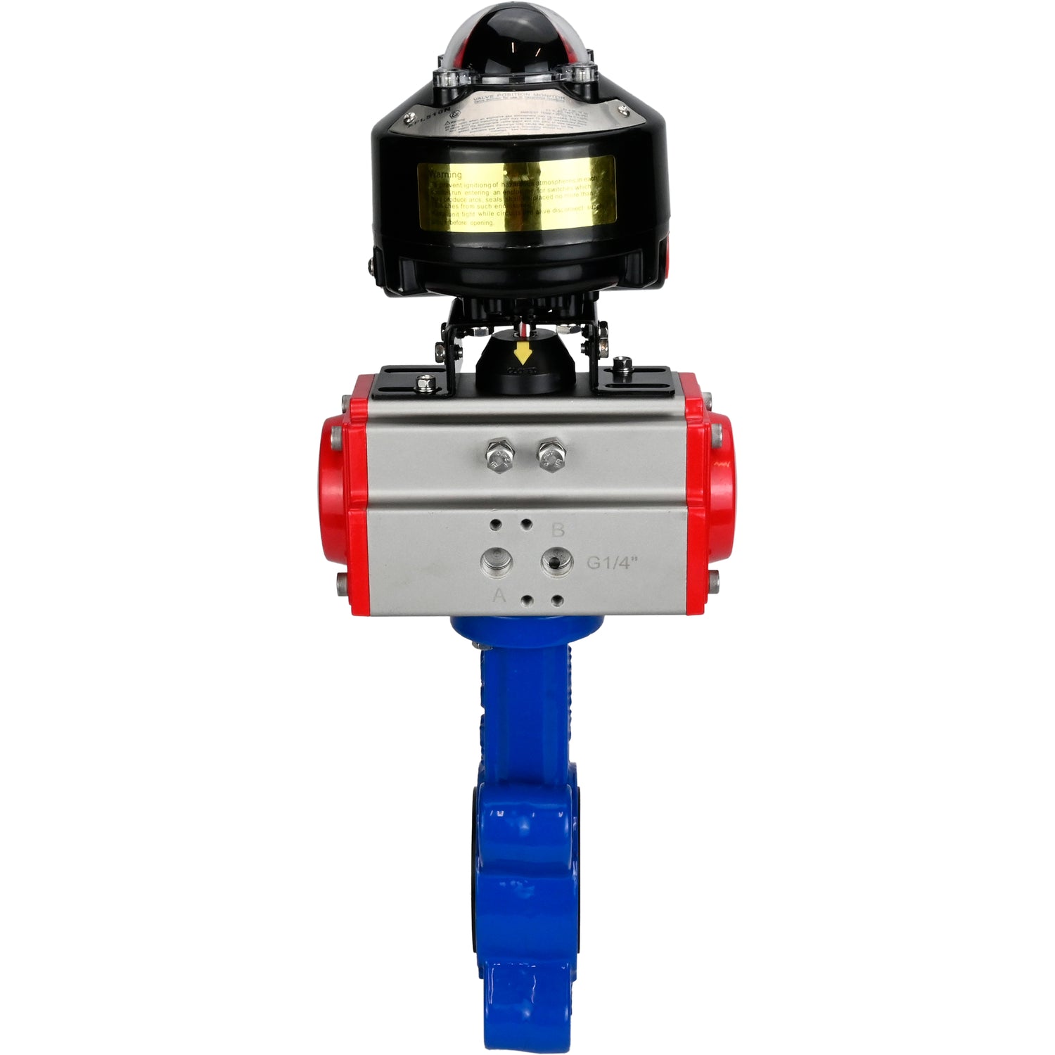 Vanne papillon d'eau Elephant WBV1631N-2W-Fb-H, matériau du corps - fonte QT450, matériau du disque - acier inoxydable AISI 304, joint - NBR, avec actionneur pneumatique double effet PA-DA, BKV APL-510N EX