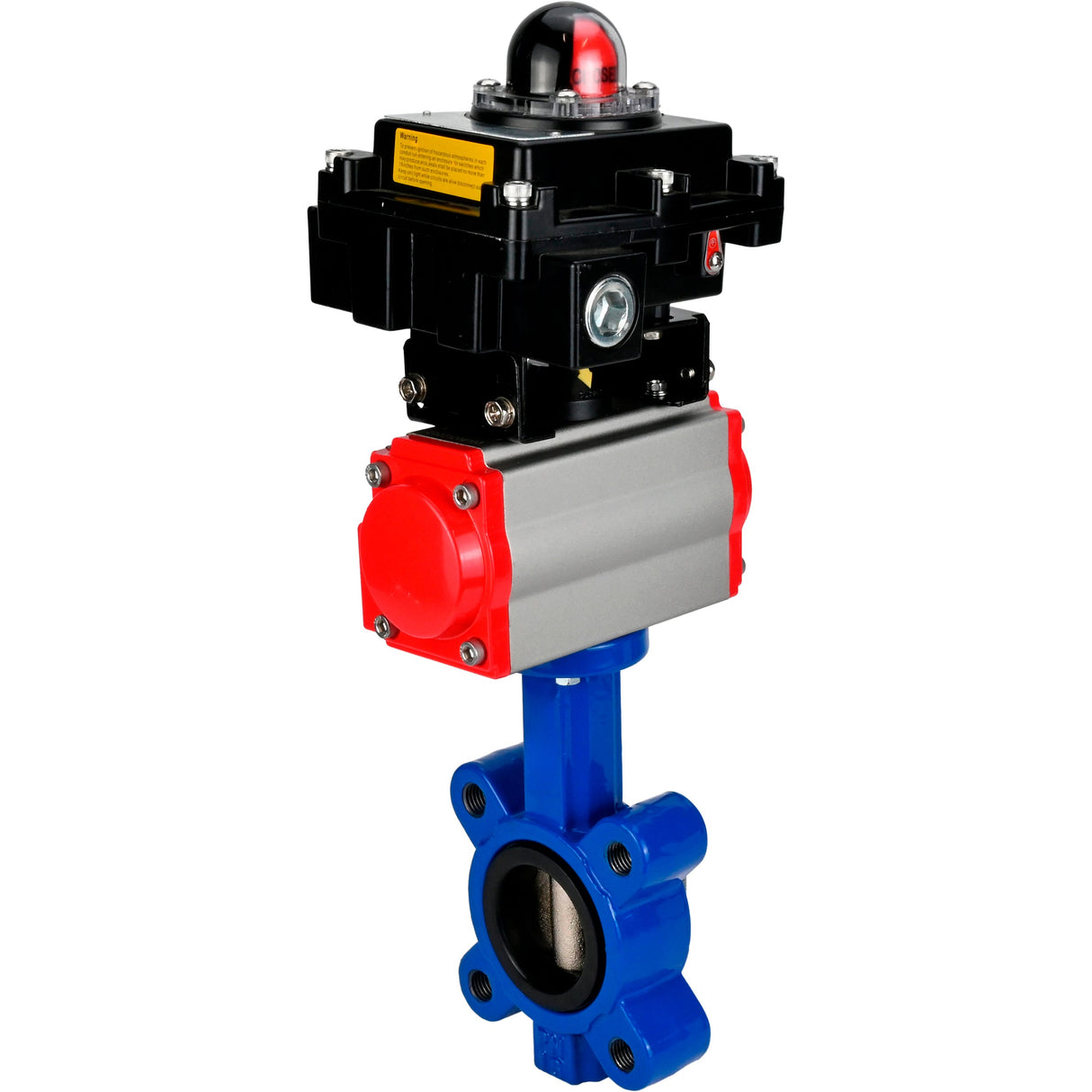 Vanne papillon d'eau Elephant WBV1631E-2W-Fb-H, matériau du corps - fonte QT450, matériau du disque - acier inoxydable AISI 304, joint - EPDM, actionneur pneumatique PA-SA avec ressorts de rappel, , BKV APL-410N EX