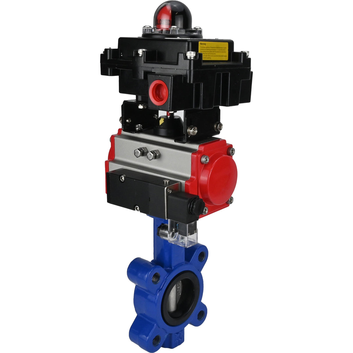 Vanne papillon d'eau Elephant WBV1631E-2W-Fb-H, matériau du corps - fonte QT450, matériau du disque - acier inoxydable AISI 304, joint - EPDM, actionneur pneumatique PA-SA avec ressorts de rappel, 4M310-08 24V, BKV APL-410N EX