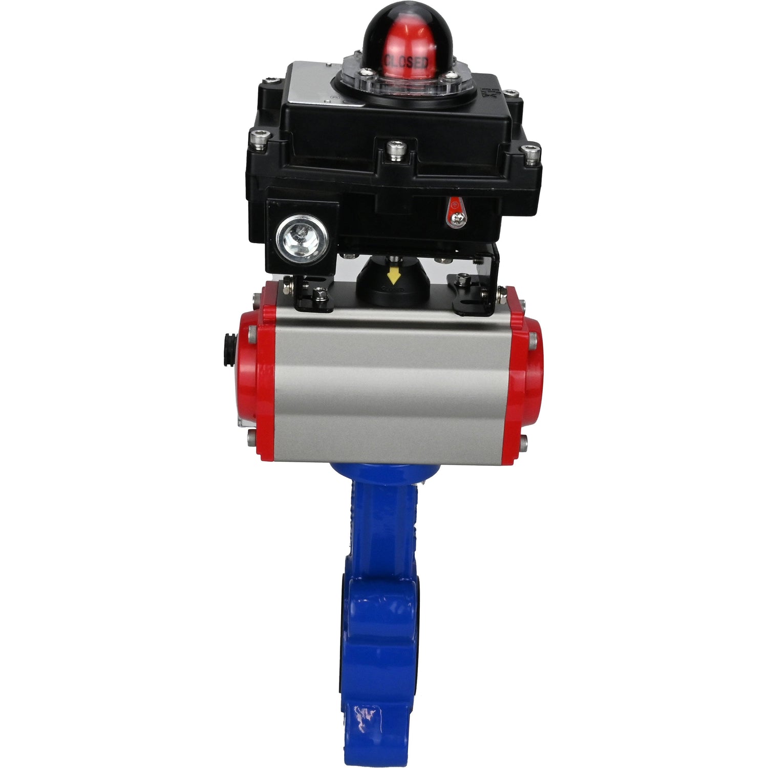 Vanne papillon d'eau Elephant WBV1631E-2W-Fb-H, matériau du corps - fonte QT450, matériau du disque - acier inoxydable AISI 304, joint - EPDM, actionneur pneumatique PA-DA double action, 4M310-08 24V, BKV APL-410N EX