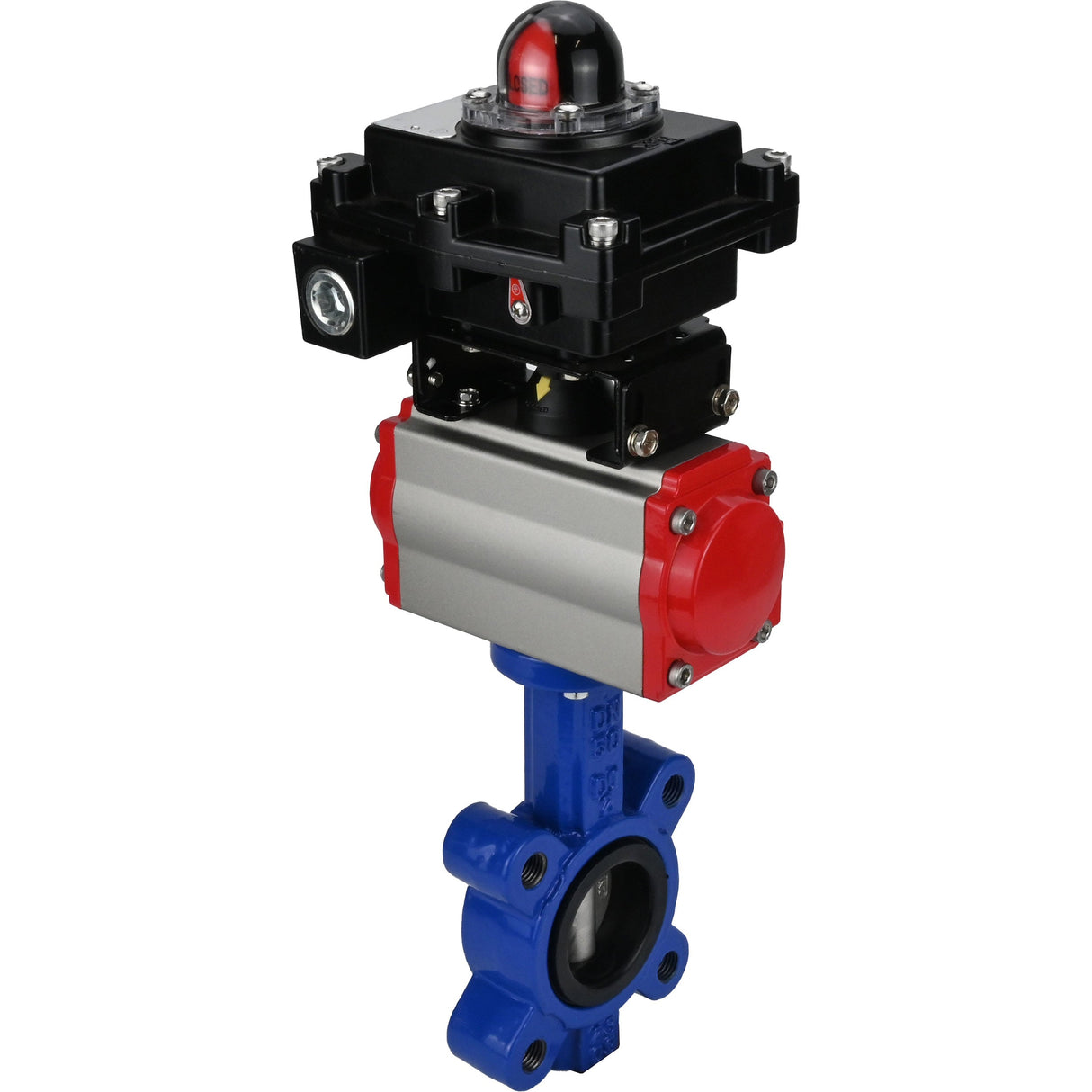 Vanne papillon d'eau Elephant WBV1631E-2W-Fb-H, matériau du corps - fonte QT450, matériau du disque - acier inoxydable AISI 304, joint - EPDM, actionneur pneumatique PA-SA avec ressorts de rappel, 4M310-08 220V, BKV APL-410N EX