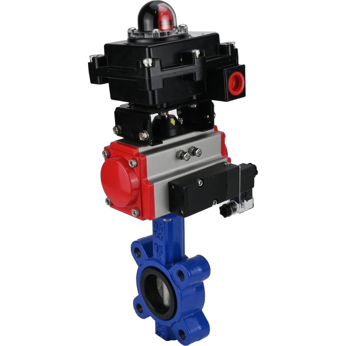 Vanne papillon d'eau Elephant WBV1631N-2W-Fb-H, matériau du corps - fonte QT450, matériau du disque - acier inoxydable AISI 304, joint - NBR, actionneur pneumatique PA-SA avec ressorts de rappel, 4M310-08 24V, BKV APL-410N EX