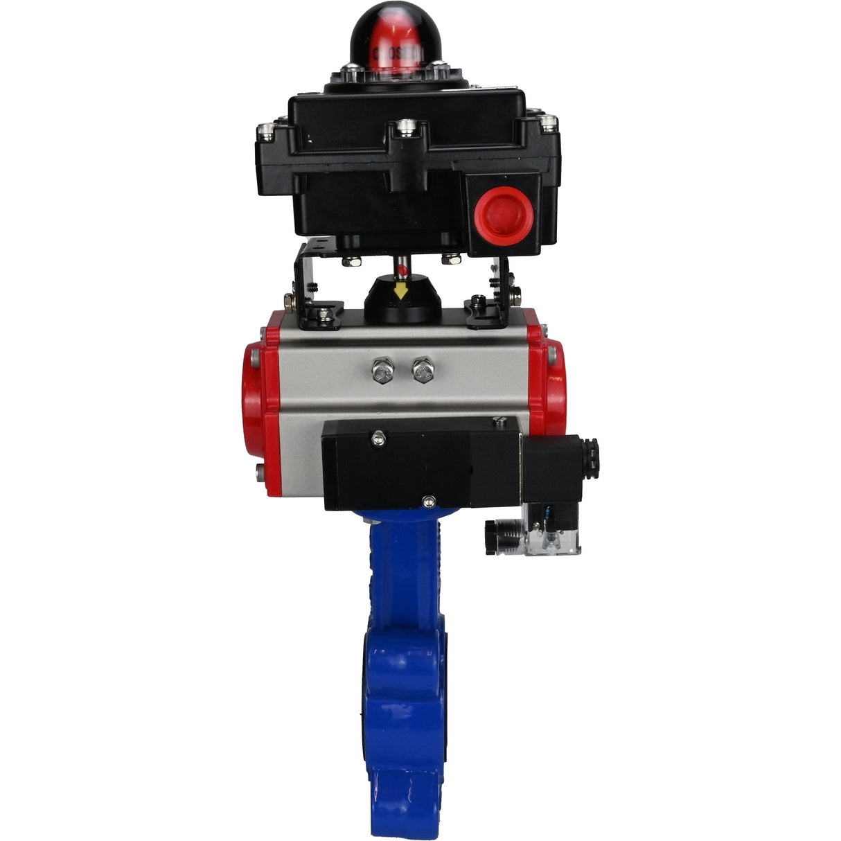 Vanne papillon d'eau Elephant WBV1631E-2W-Fb-H, matériau du corps - fonte QT450, matériau du disque - acier inoxydable AISI 304, joint - EPDM, actionneur pneumatique PA-SA avec ressorts de rappel, 4M310-08 24V, BKV APL-410N EX