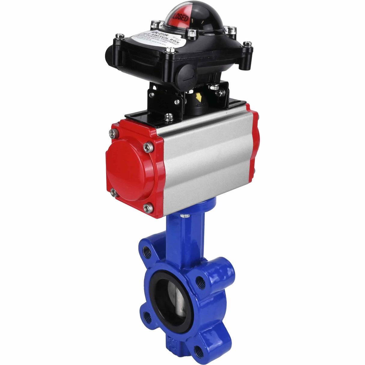 Vanne papillon d'eau Elephant WBV1631E-2W-Fb-H, matériau du corps - fonte QT450, matériau du disque - acier inoxydable AISI 304, joint - EPDM, actionneur pneumatique PA-SA avec ressorts de rappel, , BKV APL-210N