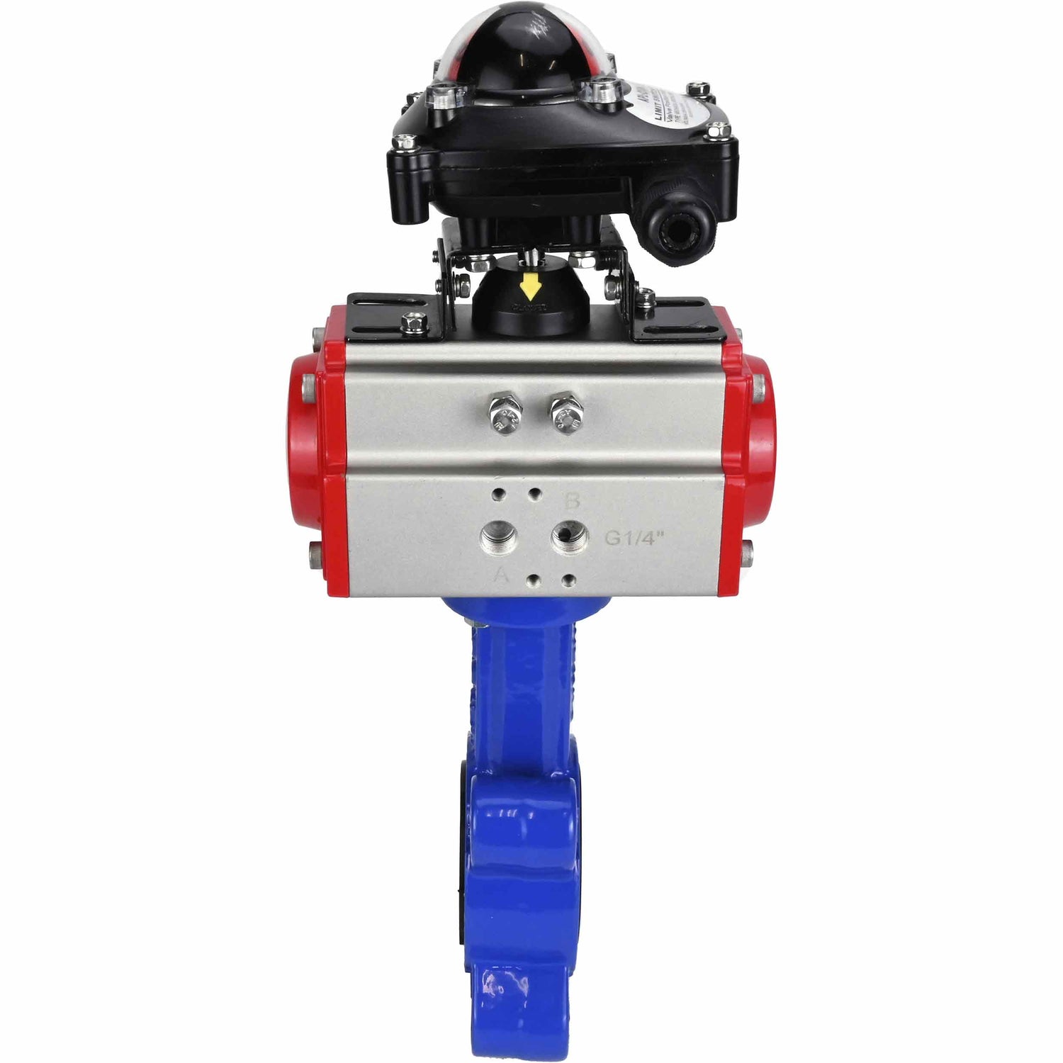 Vanne papillon d'eau Elephant WBV1631N-2W-Fb-H, matériau du corps - fonte QT450, matériau du disque - acier inoxydable AISI 304, joint - NBR, avec actionneur pneumatique double effet PA-DA, BKV APL-210N