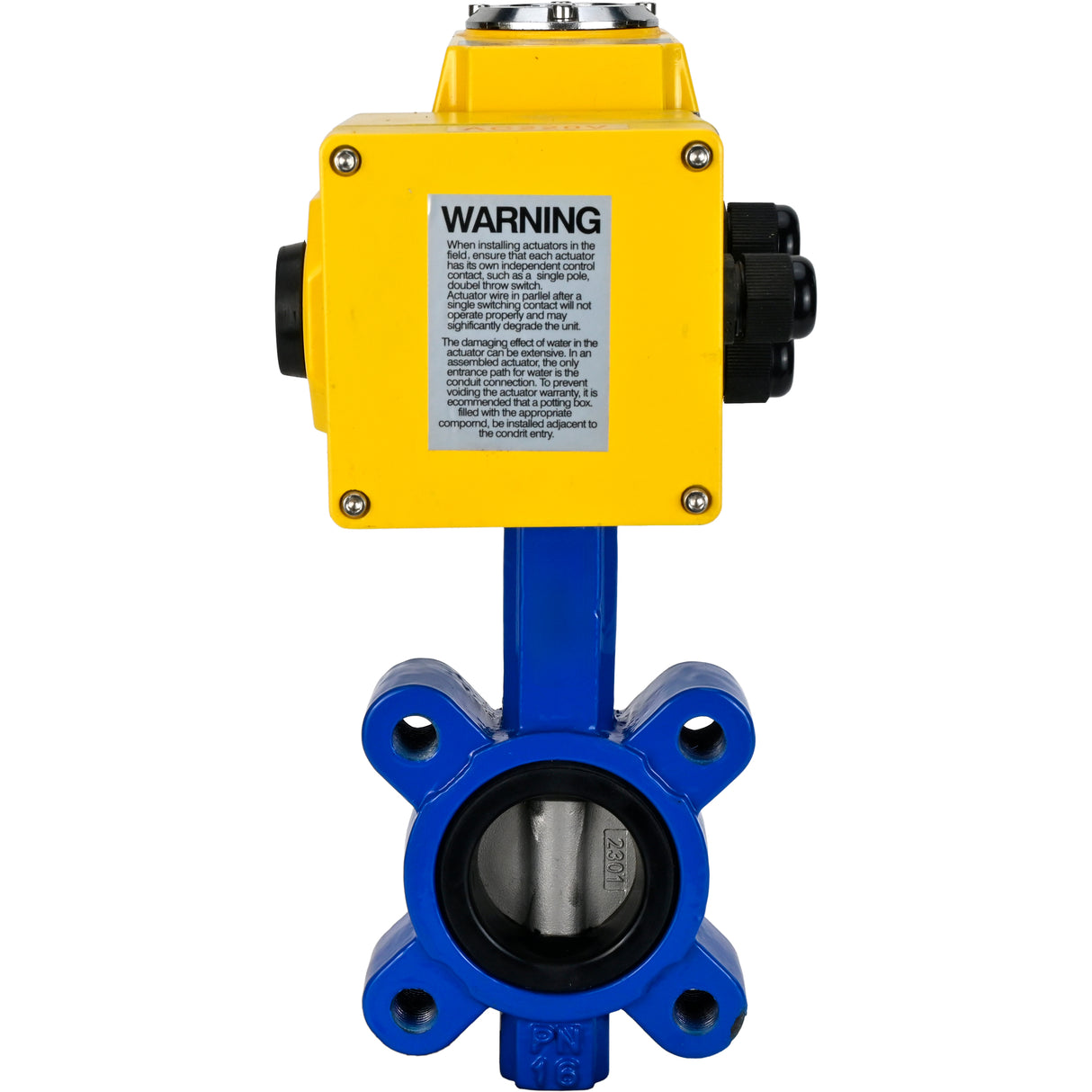 Vanne papillon d'eau Elephant WBV1631E-2W-Fb-H, matériau du corps - fonte QT450, matériau du disque - acier inoxydable AISI 304, joint - EPDM, actionneur électrique QT-N-EM-A1-220VAC-U1 220V