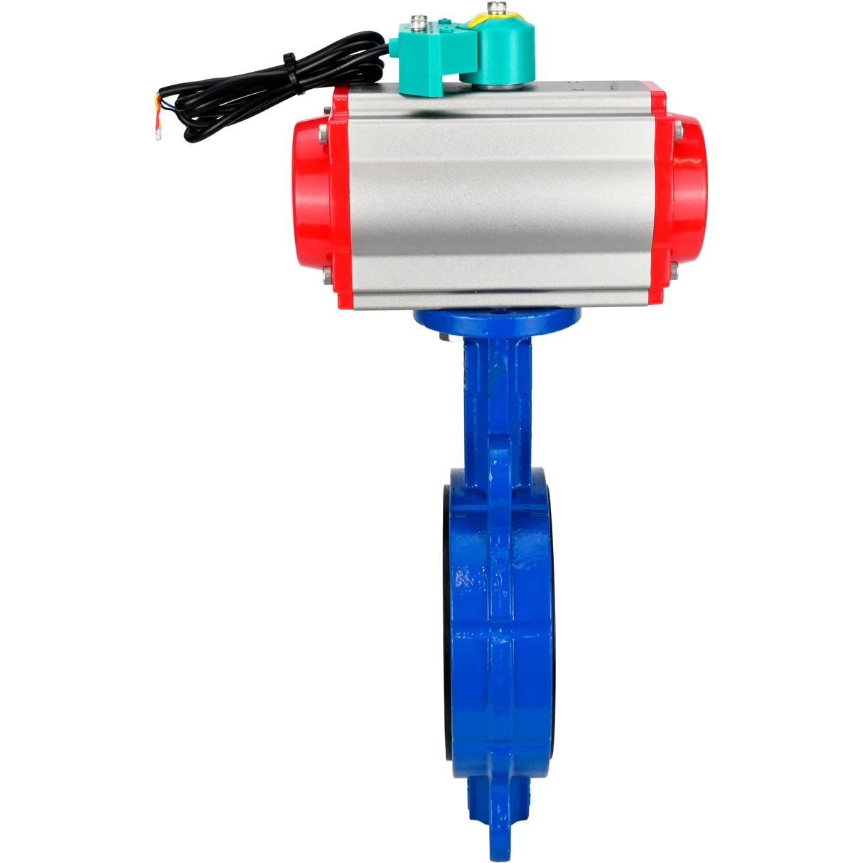 Water Butterfly Valve for abrasive media Elephant WBV1632E-2W-Fb-H DN40-200 16 bar body - QT450 cast iron, disc - 316L stainless steel, seal - EPDM, with pneumatic actuator PA-DA-XXX, pneumatic distributor 4M310-08 NAMUR 24V and ALS200D magnetic switch