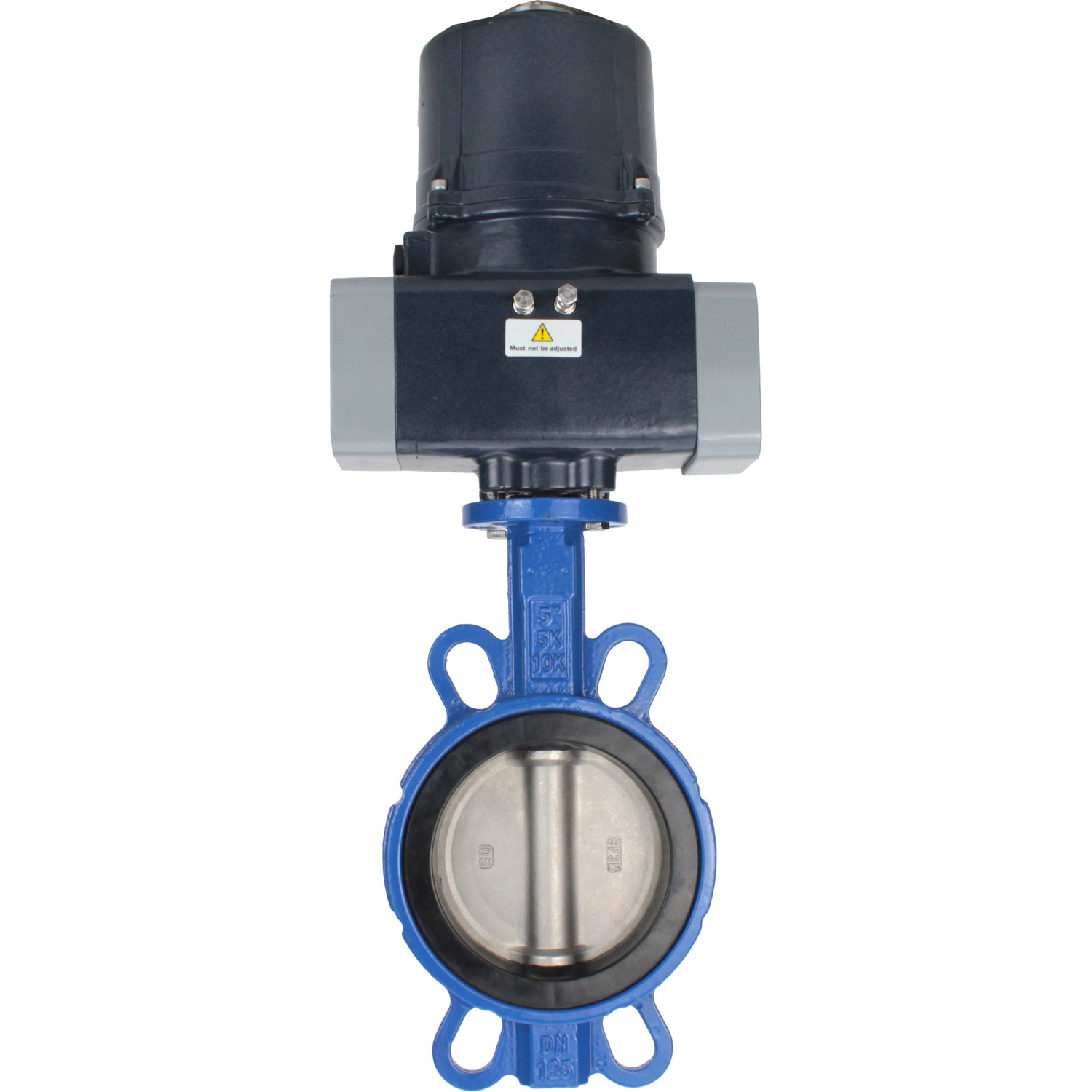 Butterfly valves for abrasive media Elephant WBV1632E-2W-Fb-H interflanged, body - cast iron QT450, disc - stainless steel 316L, seal - EPDM, with electric quarter turn actuator Elephant QTSA-N-EM-O0-220VAC