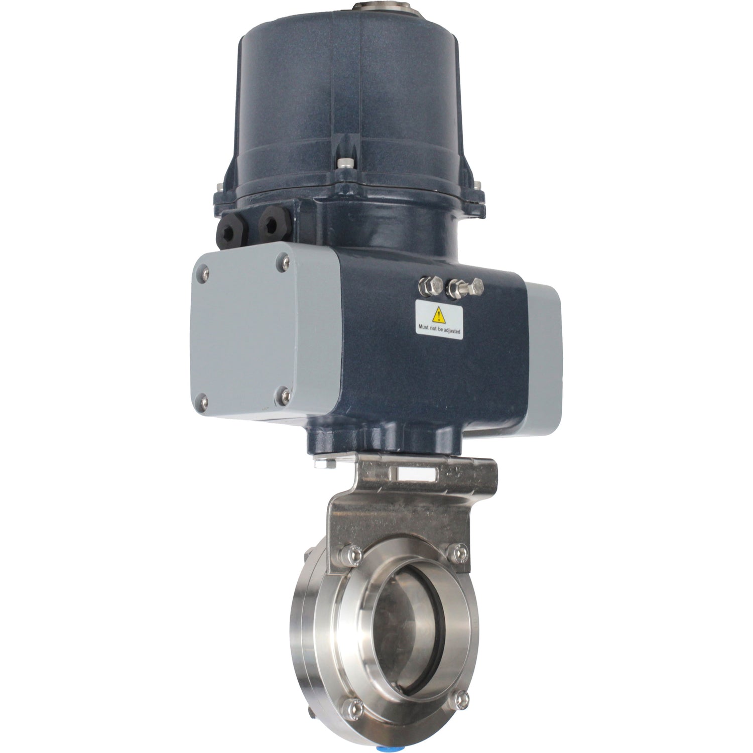 Butterfly valves Elephant WBV3131E-2W-C-H clumpy, body - food grade stainless steel AISI 304, disc - stainless steel AISI 304, seal - EPDM, with electric quarter turn actuator Elephant QTSA-N-EM-O0-220VAC